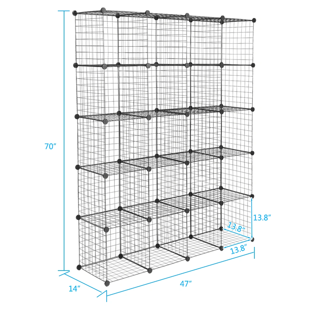 20-Cube Organizer Cube Storage Storage Shelves Wire Cube Storage Origami Shelves Metal Grid Multifunction Shelving Unit Modular Cubbies Organizer Bookcase view 2