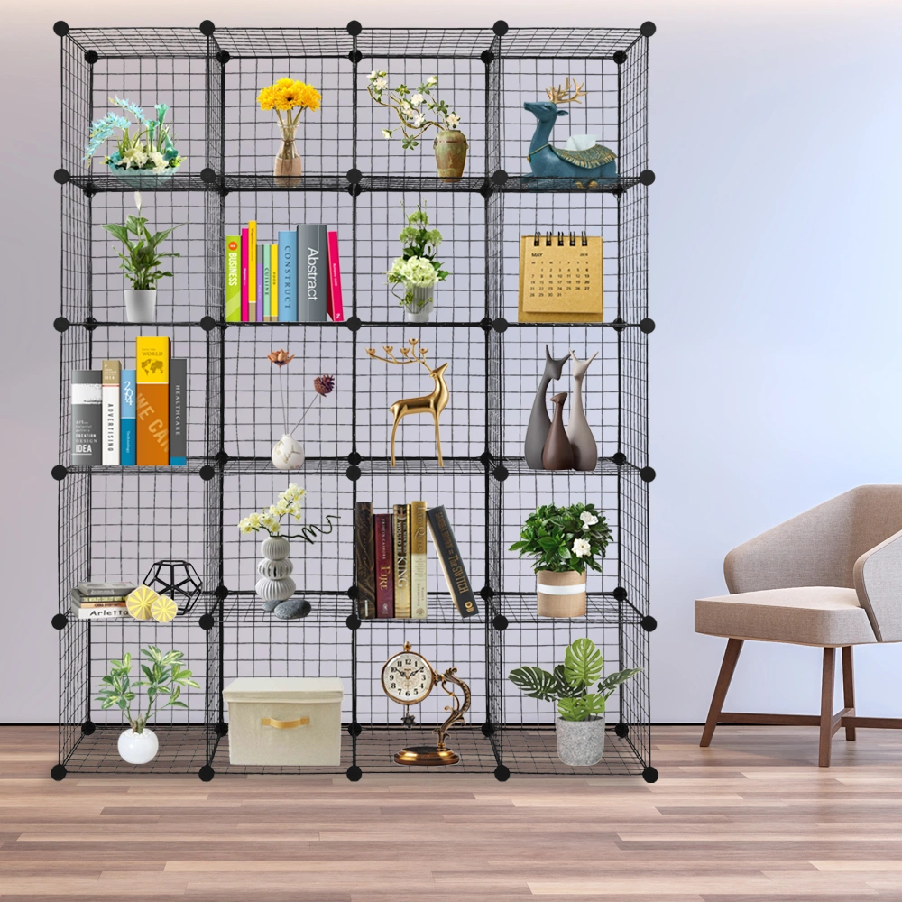 20-Cube Organizer Cube Storage Storage Shelves Wire Cube Storage Origami Shelves Metal Grid Multifunction Shelving Unit Modular Cubbies Organizer Bookcase view 7