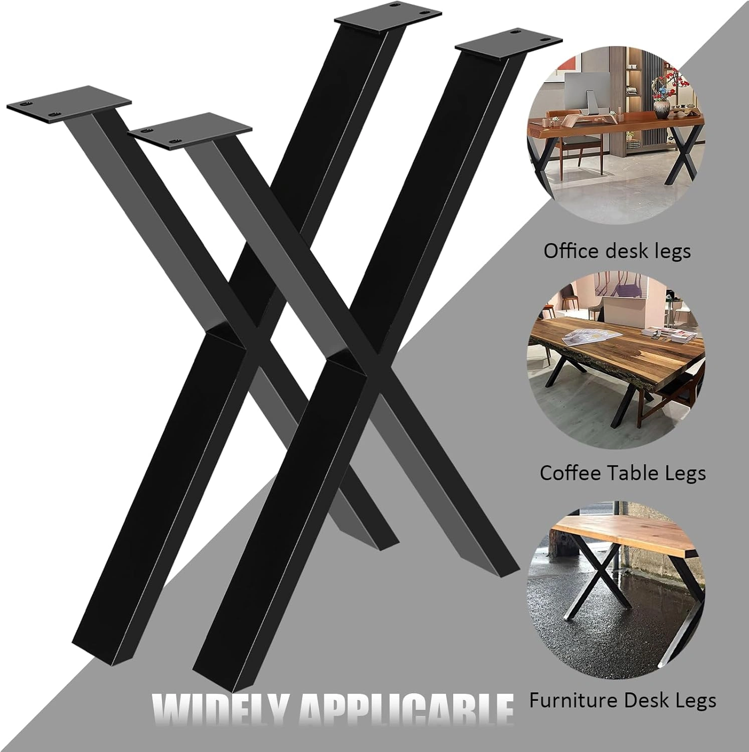 Metal Table Legs 76cm X Shape Table Frame DIY, Metal Furniture Legs for Dining Conference Coffee Table, Two-Piece view 3