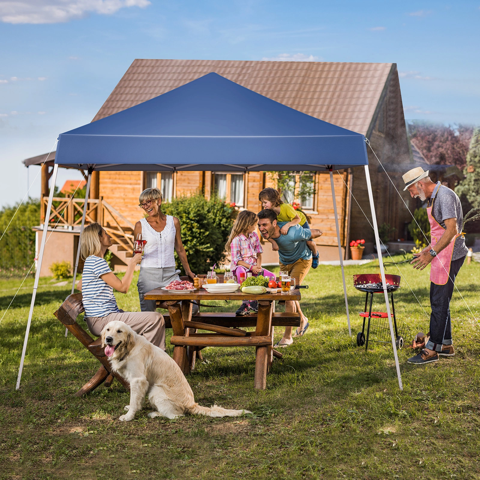 8*8ft Portable Home Use Waterproof Folding Tent Blue view 13