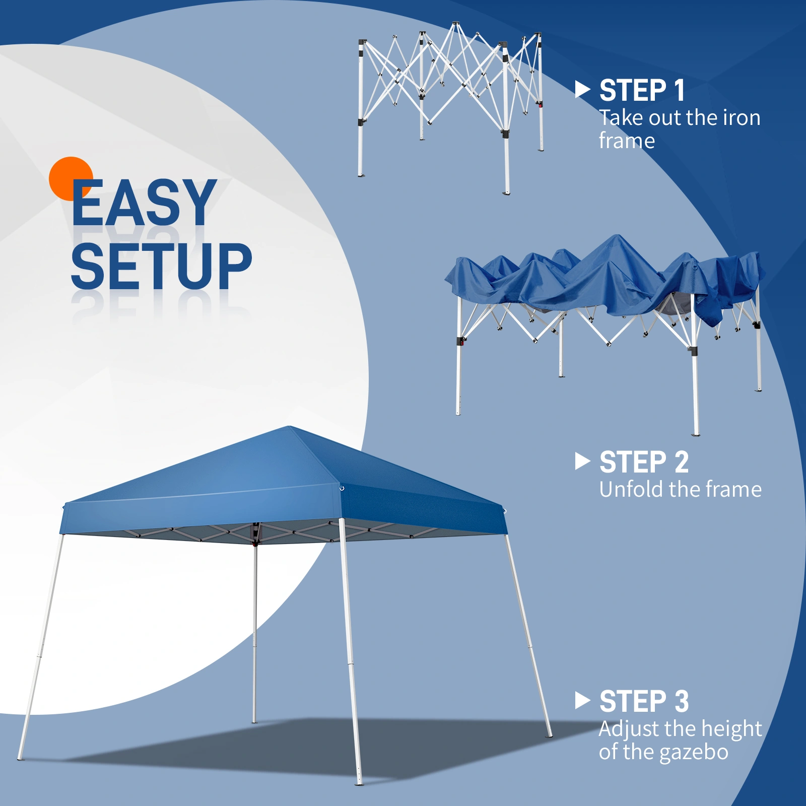 8*8ft Portable Home Use Waterproof Folding Tent Blue view 5