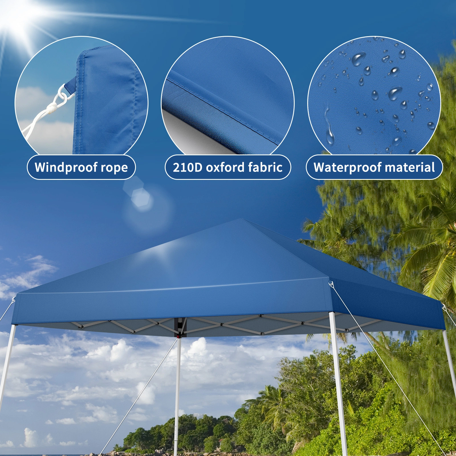 8*8ft Portable Home Use Waterproof Folding Tent Blue view 7