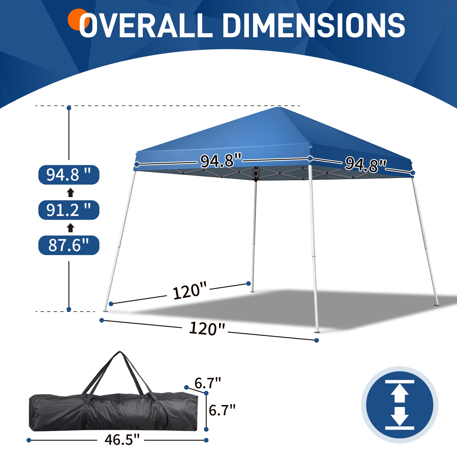 8*8ft Portable Home Use Waterproof Folding Tent Blue view 8