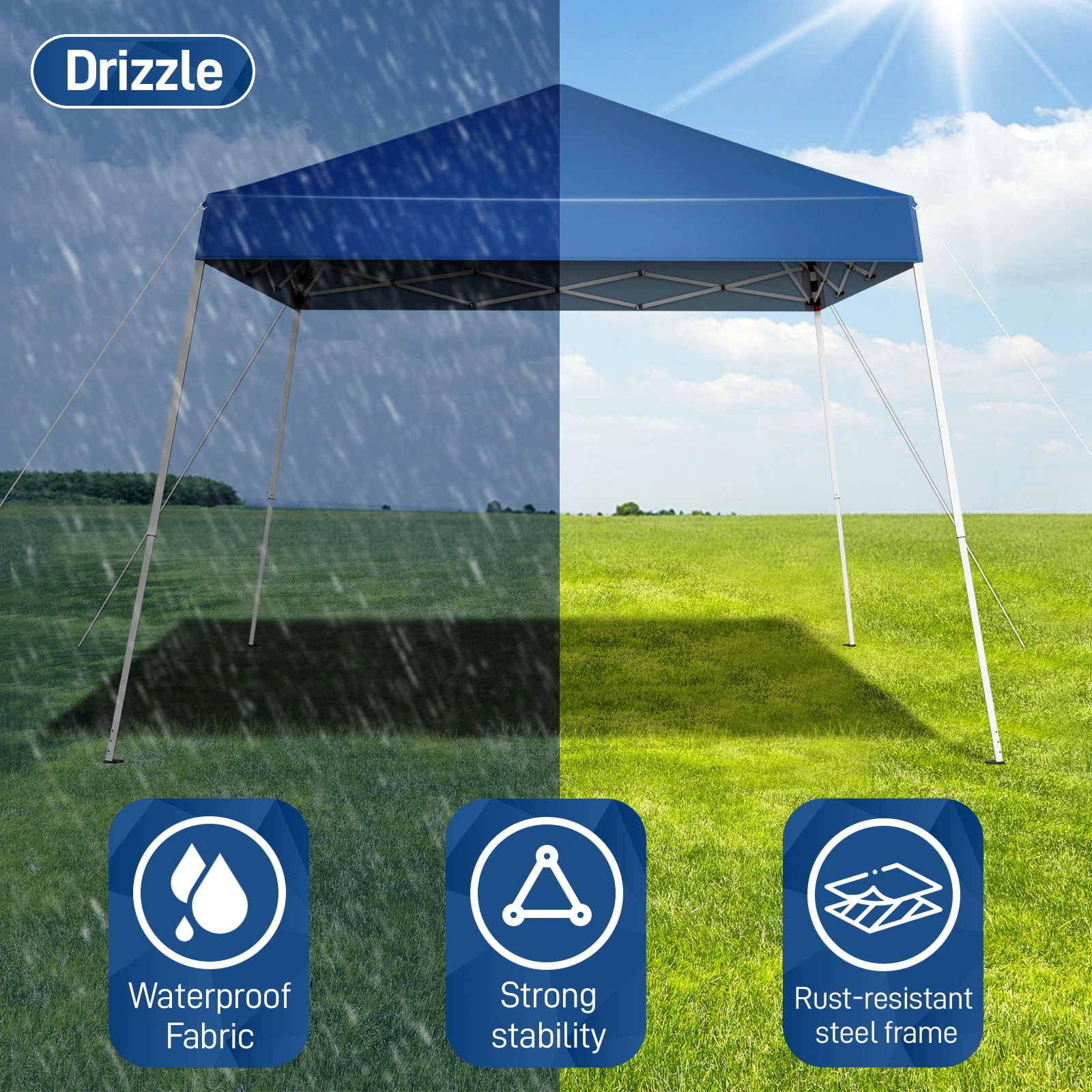 8*8ft Portable Home Use Waterproof Folding Tent Blue view 9