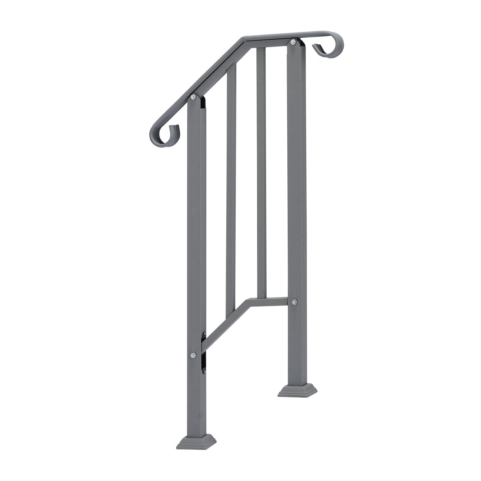 Handrails for Outdoor Steps, Iron Handrail Fits 1 Step, Transitional Handrail with Installation Kit, Silver view 3