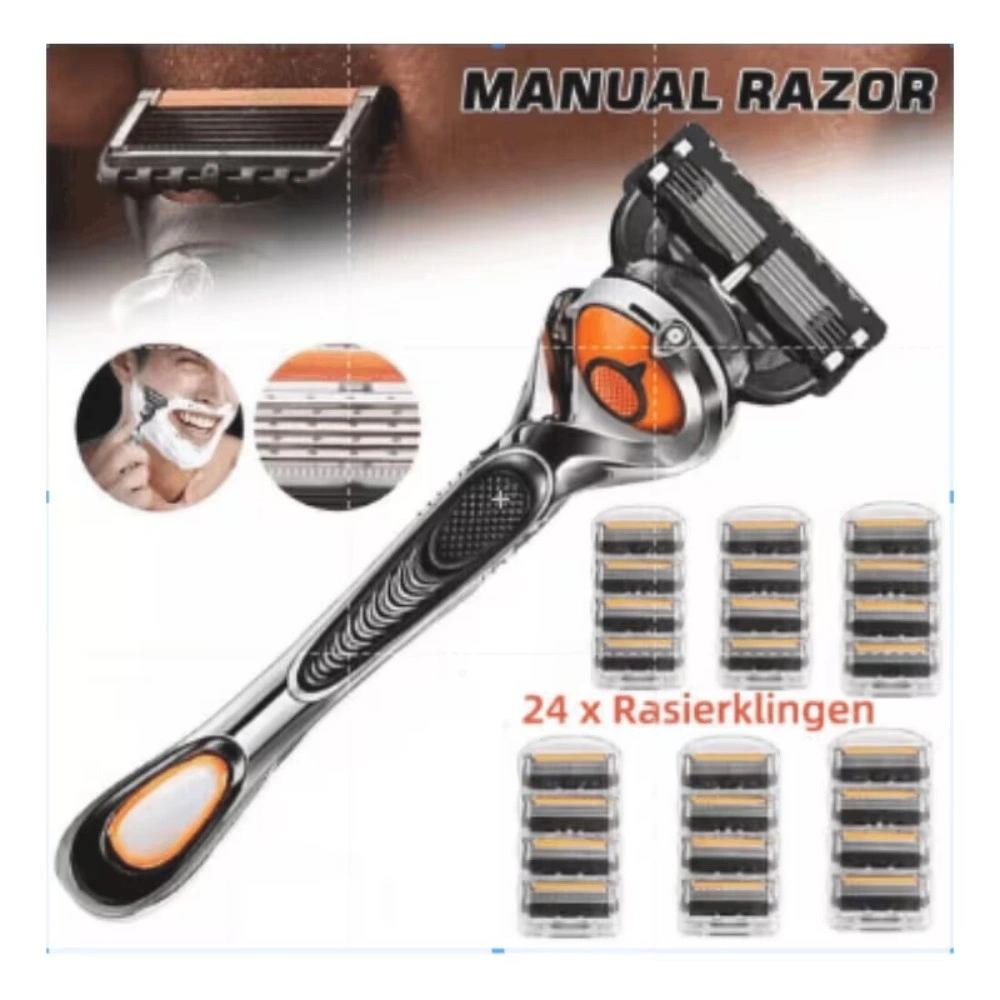 5 Razors + 24 Replacement Blades Wet Razor System New in Package OVP view 2