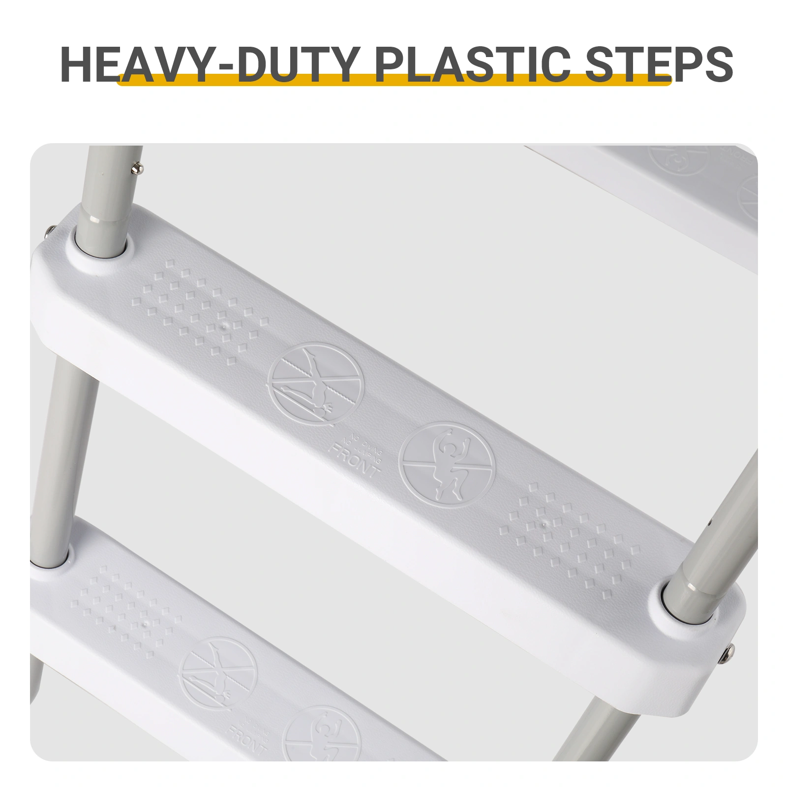 2 Steps 33in Pool Ladder Iron Grey Frame + White Steps view 5