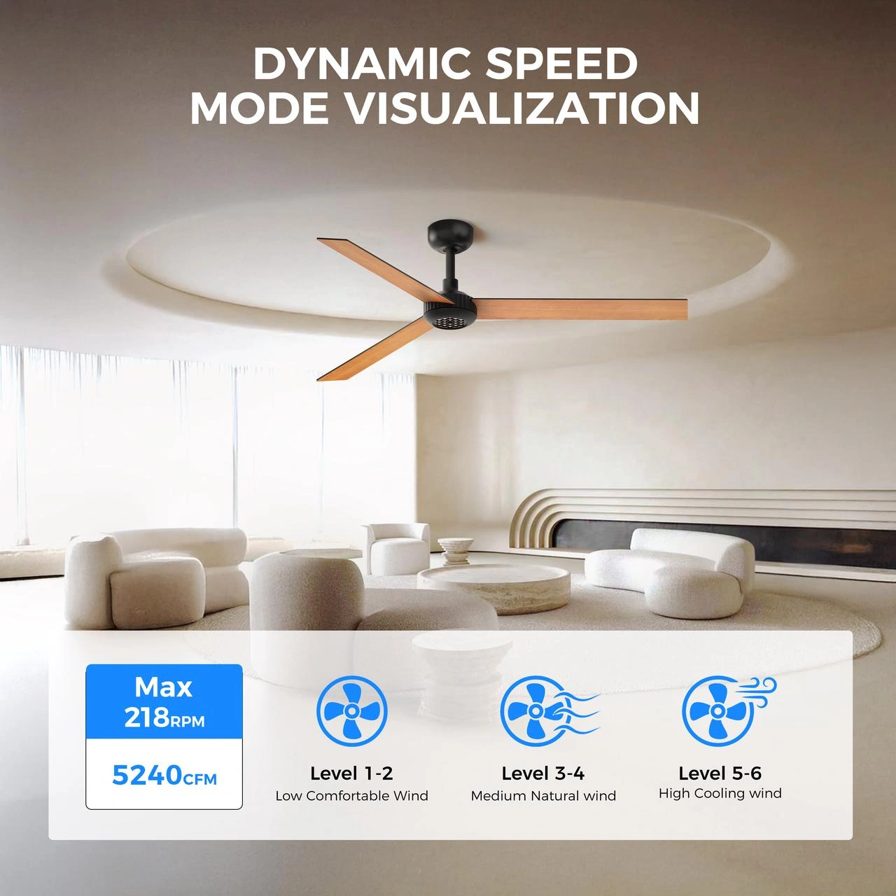 52 inch Modern Ceiling Fan with Lights,Remote Control, 3 Plywood Blades,6-Speed,Dimmable, Noiseless Reversible DC Motor,Indoor/Outdoor Ceiling Fan for Living Room Bedroom patio, 3D-X3[Unable ship on weekends, TK/TEMU only for pickup, only TX10643 war view 3