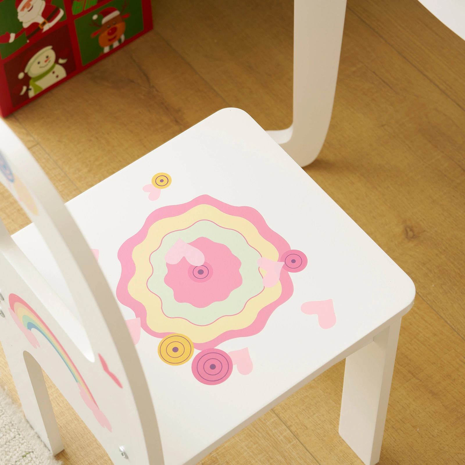 Kids Vanity Table and Chair Set with 7pcs Pretend Play Makeup Toys, Girls Vanity with Mirror & Stool, 3 Drawers & Tabletop Storage, Princess Table for Toddlers, White view 8