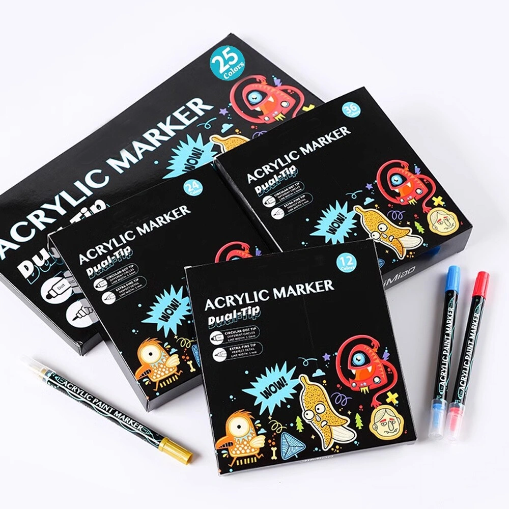 25 Color Acrylic Paint Pens Markers Fine Tip 1-5mm for Glass Stone Ceramic Tile Acrylic Craft Art Supplies