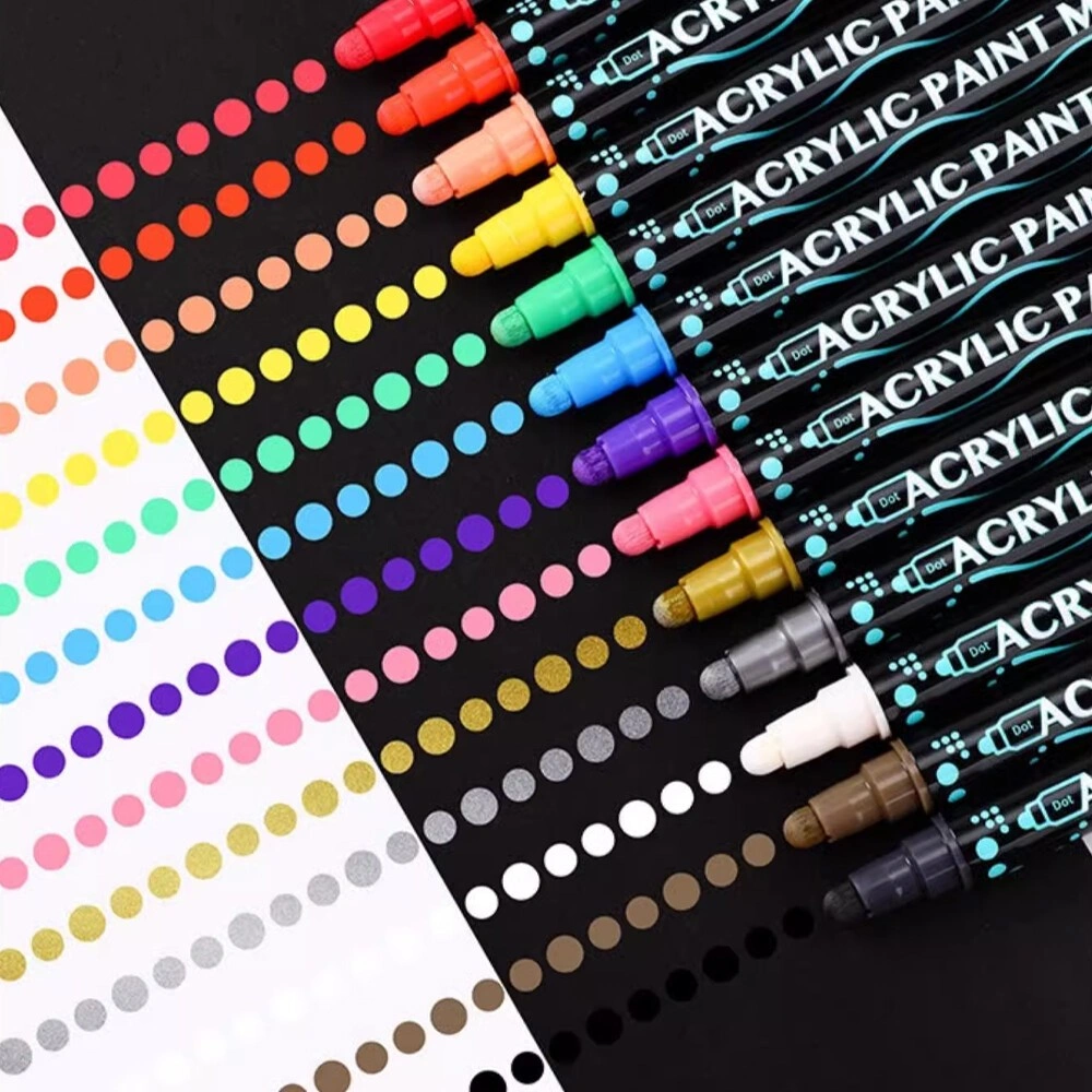 25 Color Acrylic Paint Pens Markers Fine Tip 1-5mm for Glass Stone Ceramic Tile Acrylic Craft Art Supplies view 4
