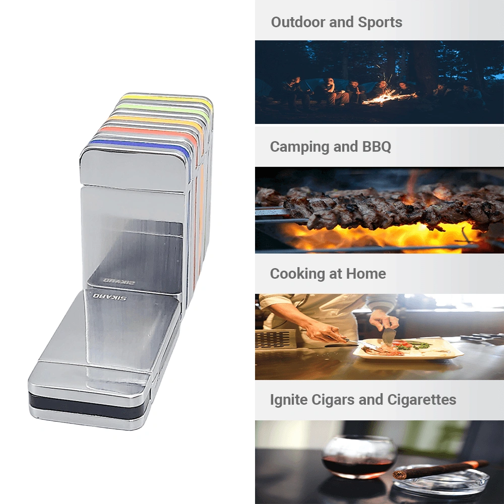 SIKARO Sky-Star Turbo Torch Lighter Black Stripe, Refillable Adjustable Gas Lighter for Cigars, Cigarettes, Kitchen, Outdoor view 5