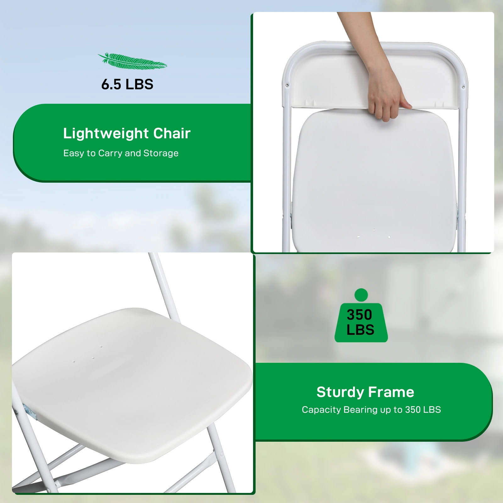 4pcs Injection Molding Classic Garden Plastic Folding Chair White view 10