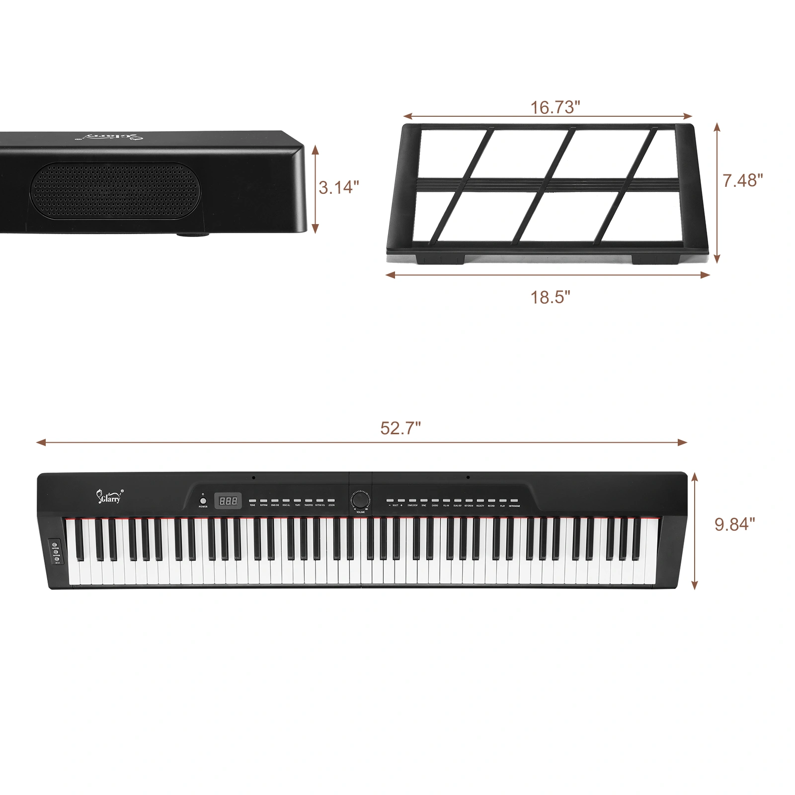 GPP-105 88 Key Semi-Weighted Digital Piano Keyboard, Full Size Weighted Keys with X-Shape Stand, MIDI Bluetooth, Headphone Output, Black view 6