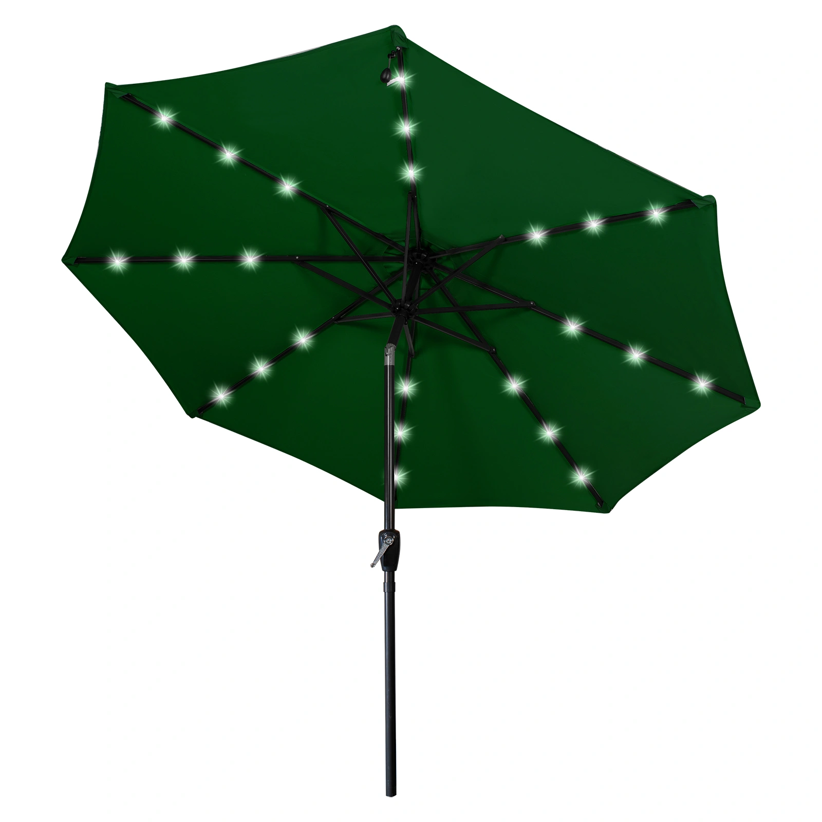 7M Solar Garden Parasol with LED Lights, 8 Ribs Patio Umbrella UV Protection Crank Tilt Sunshade for Deck Balcony view 2