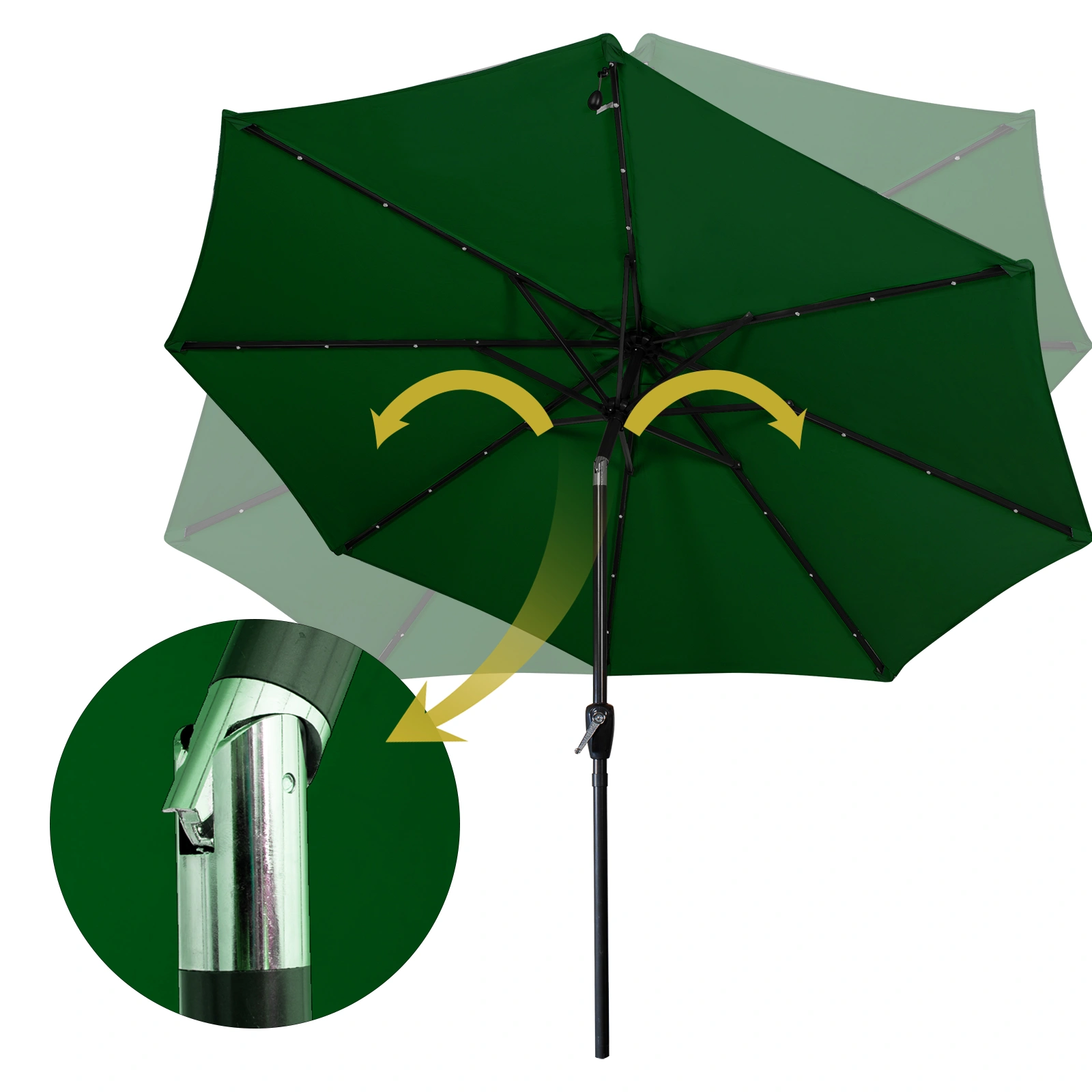7M Solar Garden Parasol with LED Lights, 8 Ribs Patio Umbrella UV Protection Crank Tilt Sunshade for Deck Balcony view 3