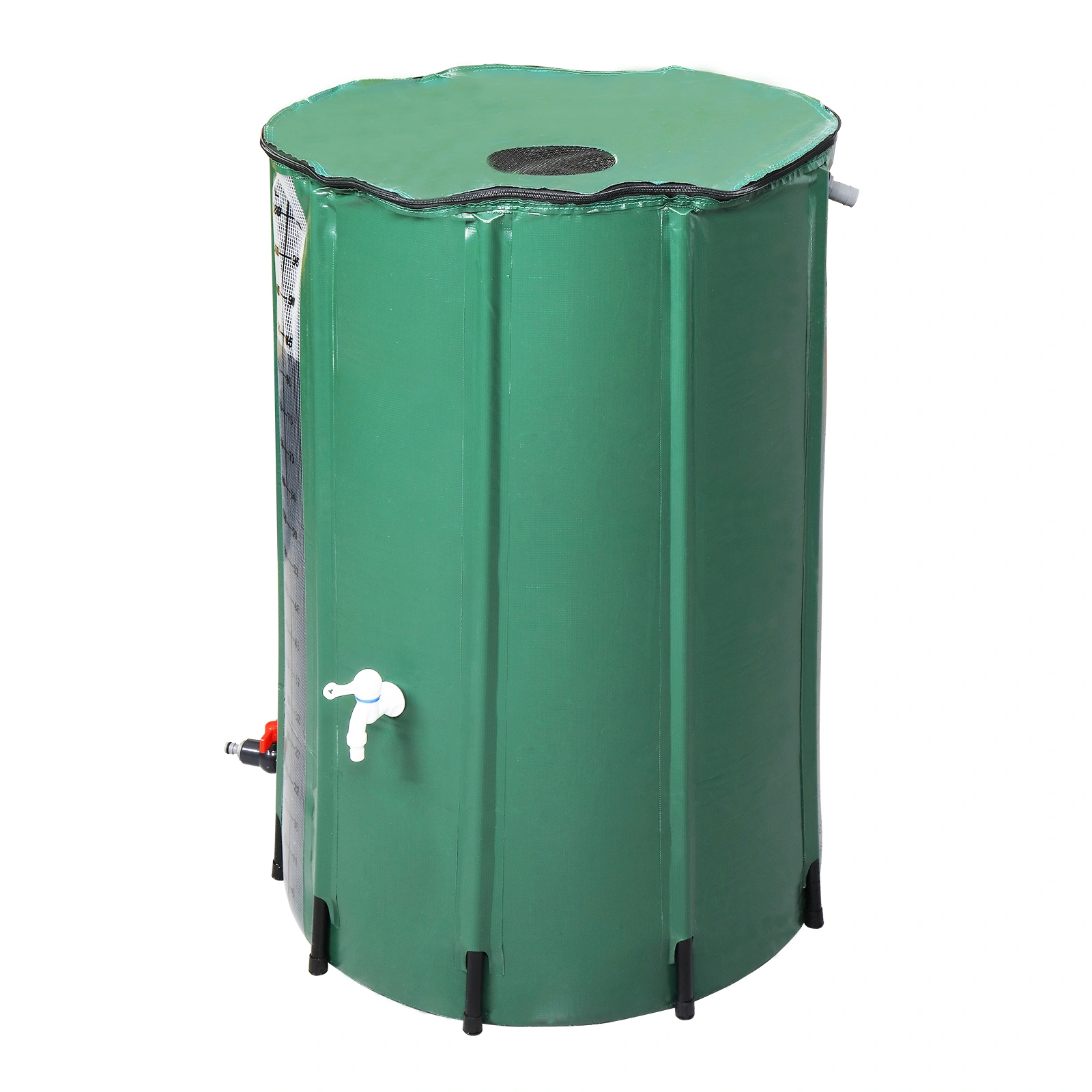 100 Gallon Rain Barrel PVC Water Collection Container with Measure Scale - Green Outdoor Garden Barrel view 5