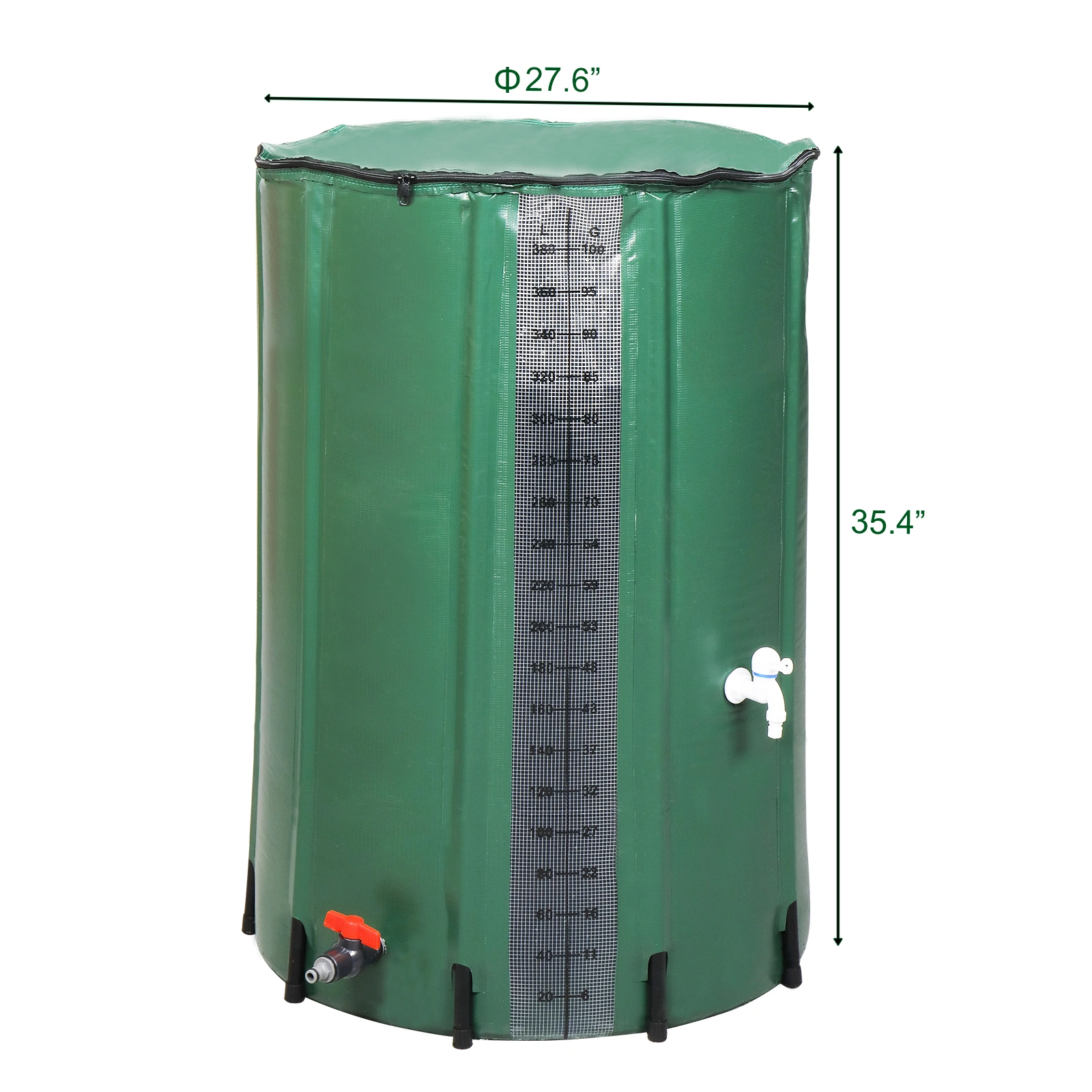 100 Gallon Rain Barrel PVC Water Collection Container with Measure Scale - Green Outdoor Garden Barrel view 6