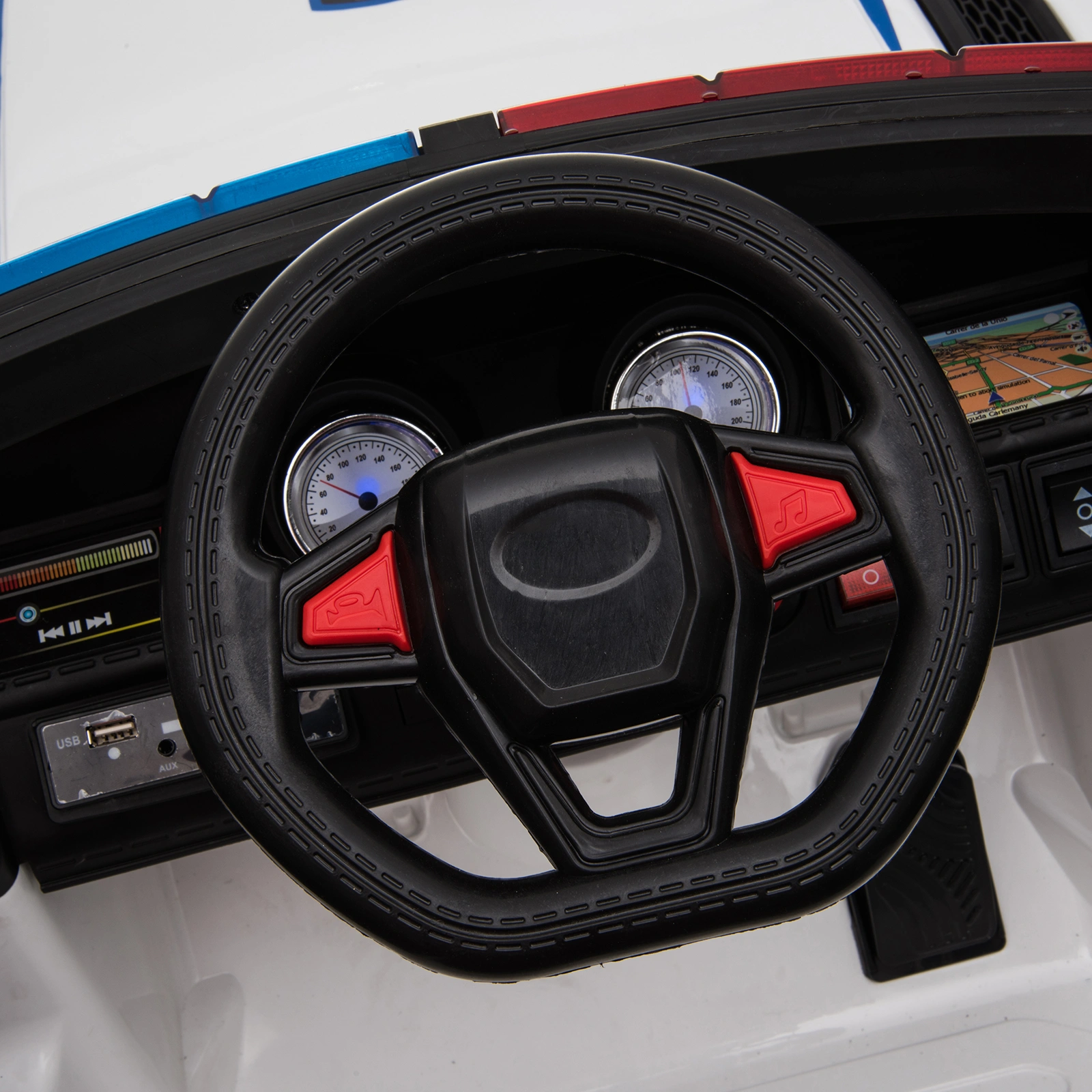 12V Dual Drive Police Car with 2.4G Remote Control, 7Ah Battery, White Ride-On Toy view 12
