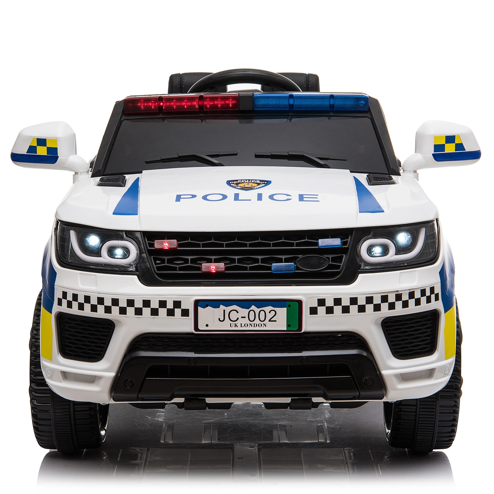 12V Dual Drive Police Car with 2.4G Remote Control, 7Ah Battery, White Ride-On Toy view 2