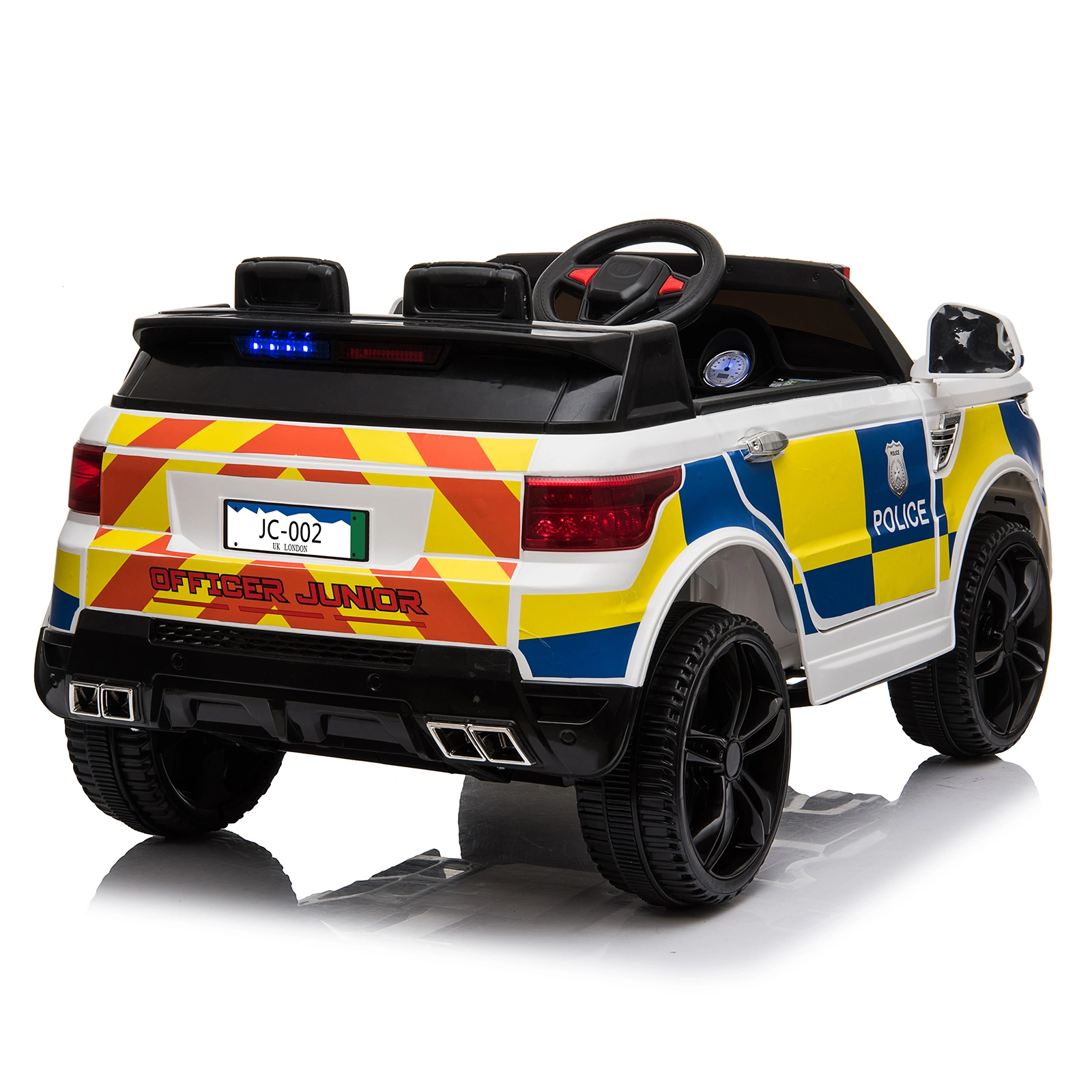12V Dual Drive Police Car with 2.4G Remote Control, 7Ah Battery, White Ride-On Toy view 3