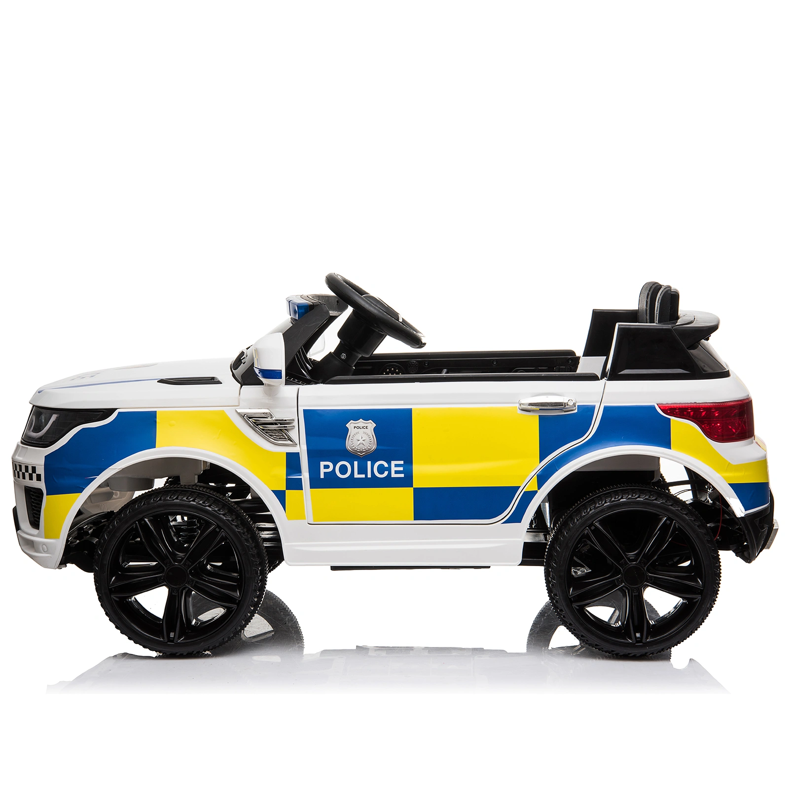 12V Dual Drive Police Car with 2.4G Remote Control, 7Ah Battery, White Ride-On Toy view 6