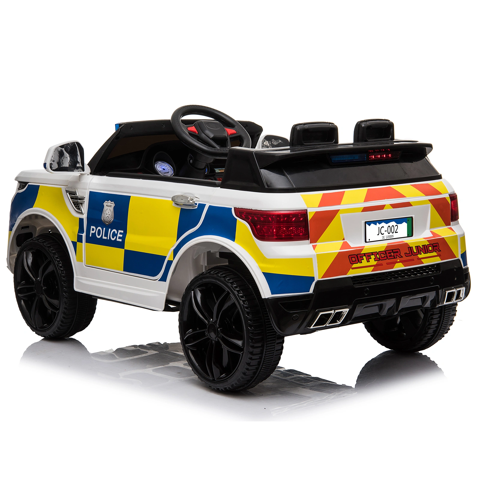 12V Dual Drive Police Car with 2.4G Remote Control, 7Ah Battery, White Ride-On Toy view 7