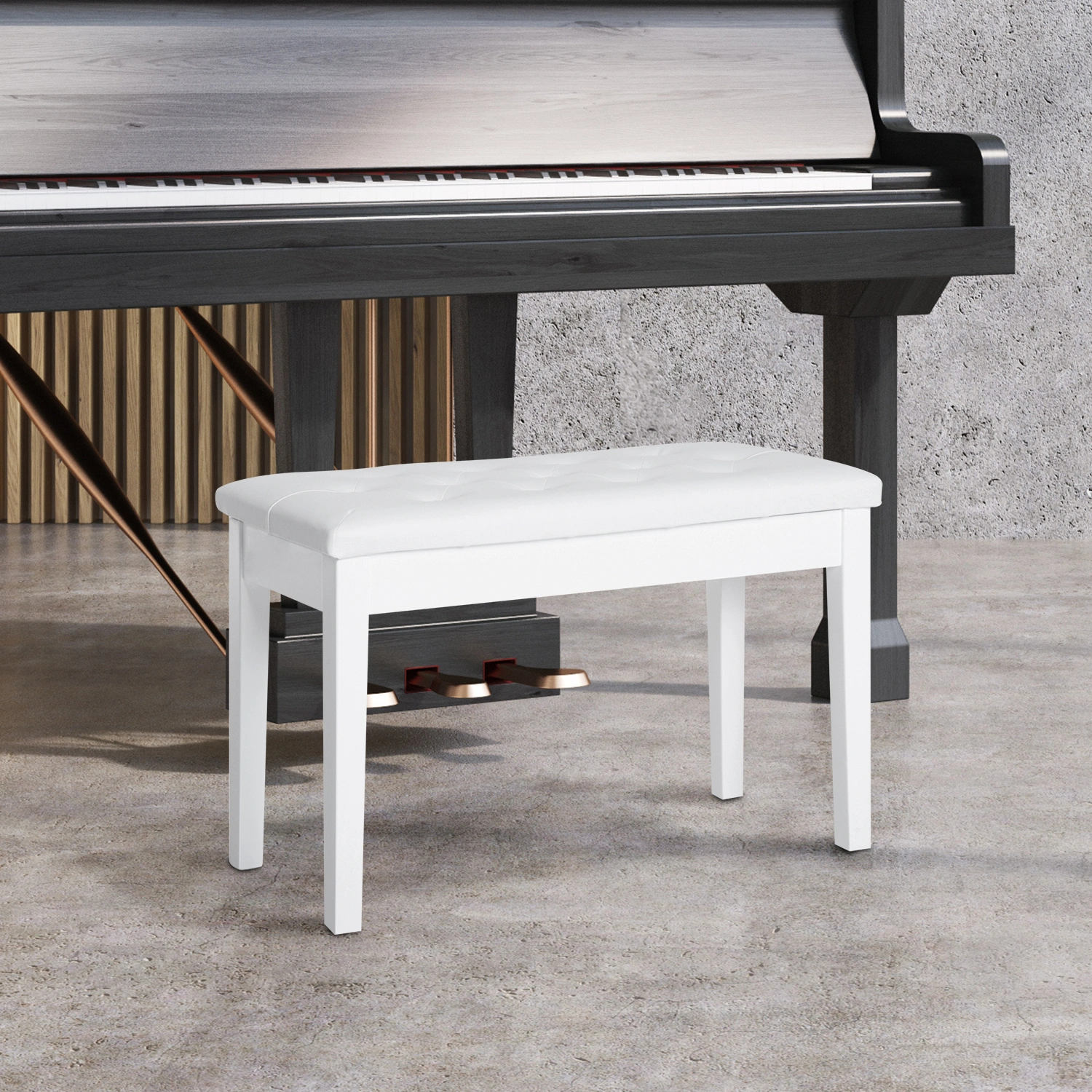 Piano Bench with Storage Compartment Adjustable Height Padded Seat for Kids Adults