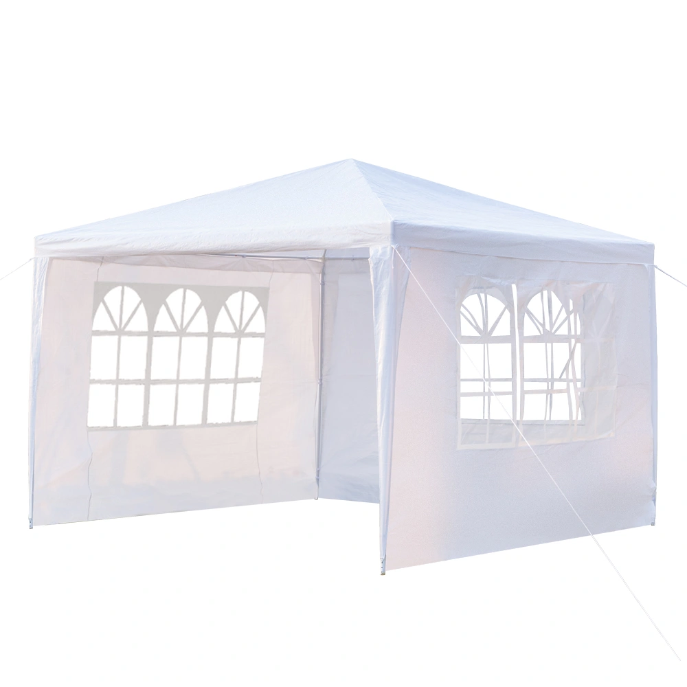 3x3m White Waterproof Side Tent with Spiral Tube Frame, Outdoor Shelter Canopy for Camping Garden Events