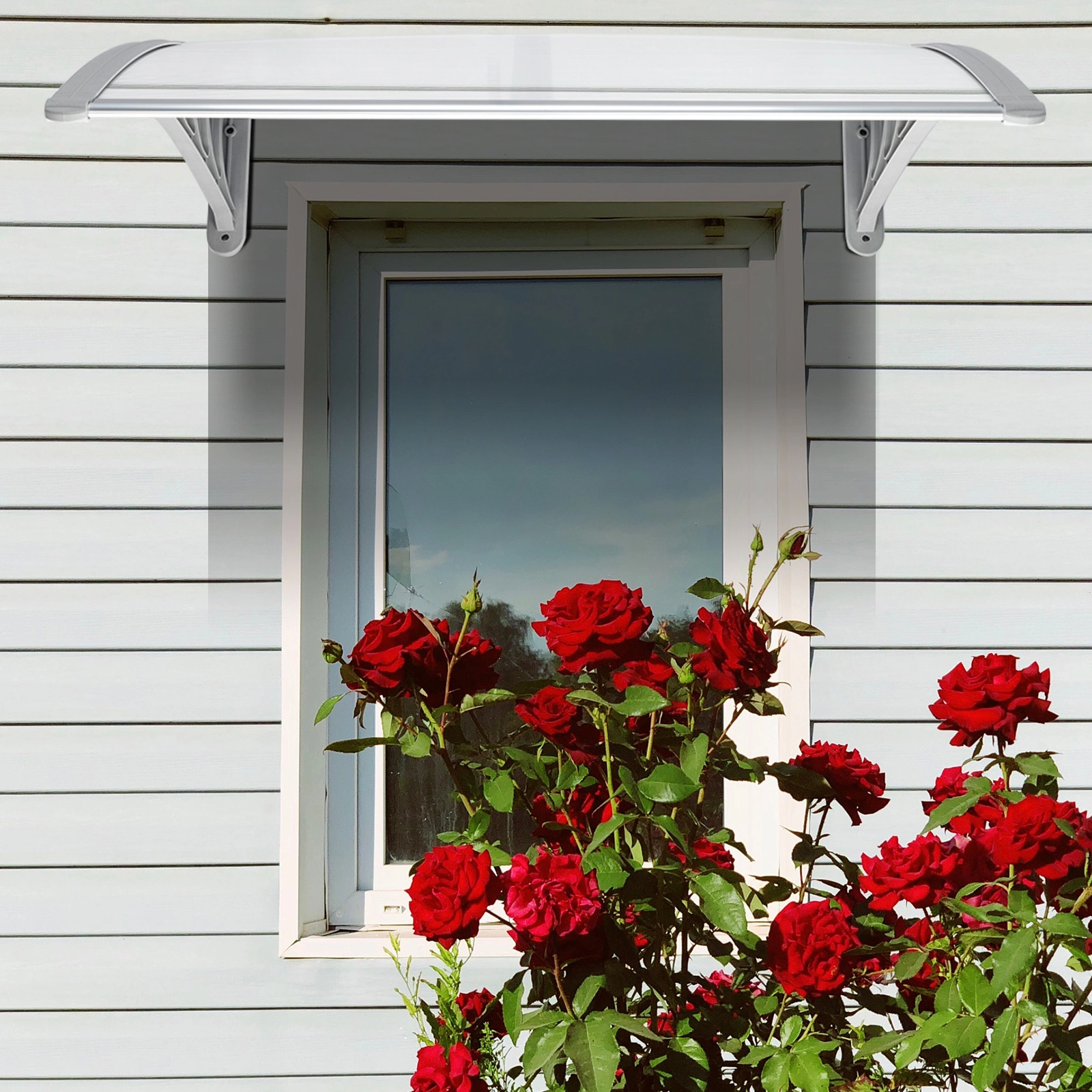HT-100 x 80 Household Application Door & Window Rain Cover Eaves Canopy White & Gray Bracket view 24