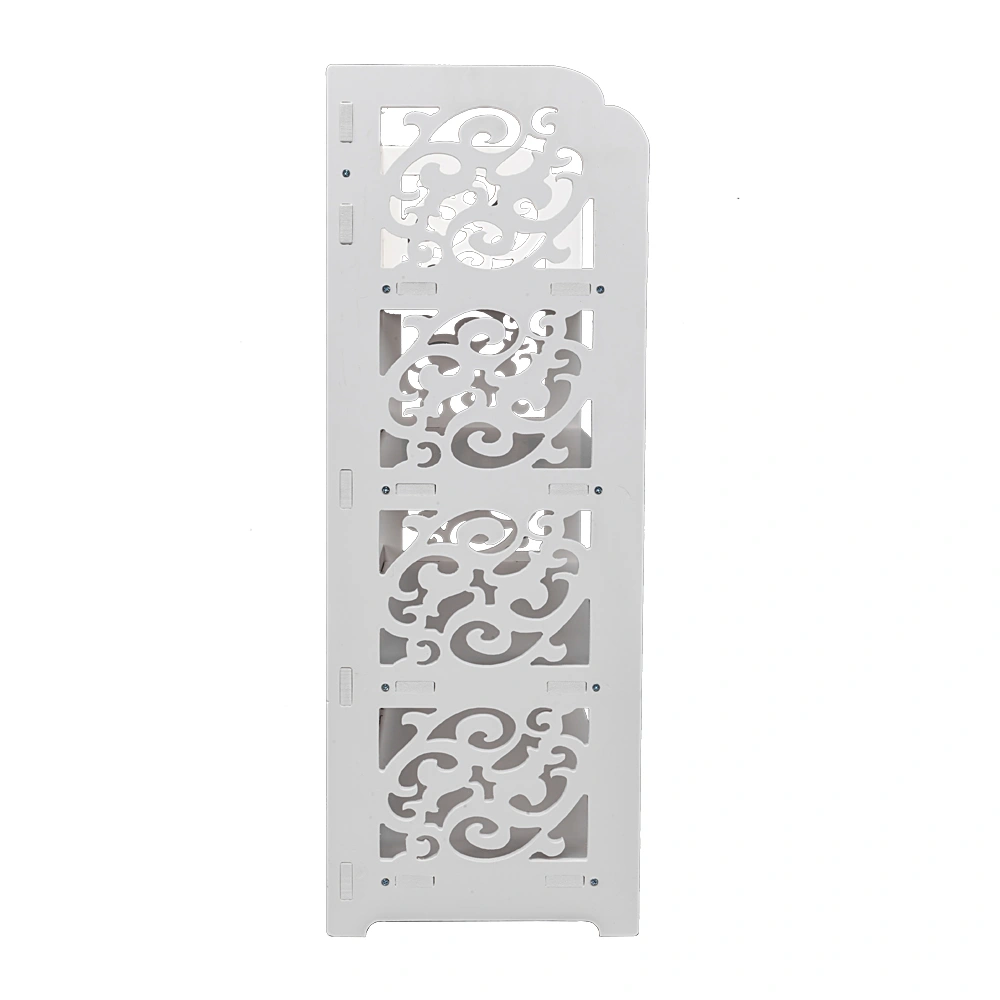 Wood-plastic Board Four Tiers Carved Shoe Rack White B
