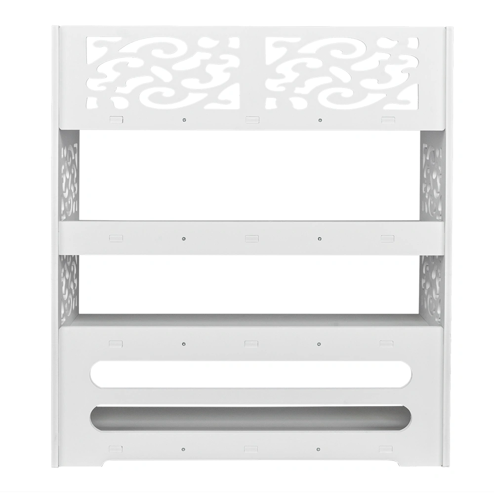 Wood-plastic Board Four Tiers Carved Shoe Rack White B view 16