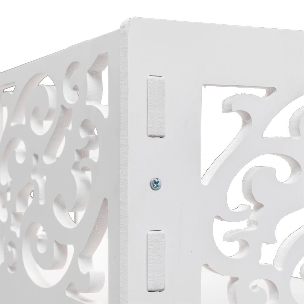 Wood-plastic Board Four Tiers Carved Shoe Rack White B view 3