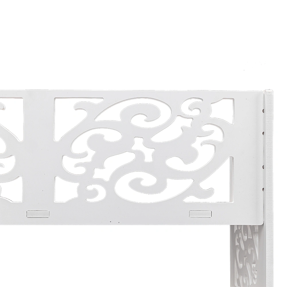 Wood-plastic Board Four Tiers Carved Shoe Rack White B view 5