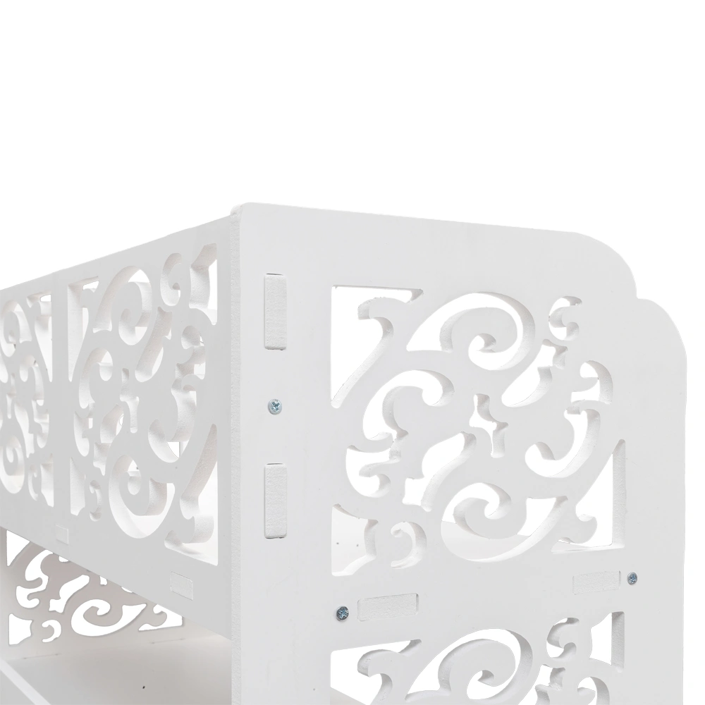 Wood-plastic Board Four Tiers Carved Shoe Rack White B view 7