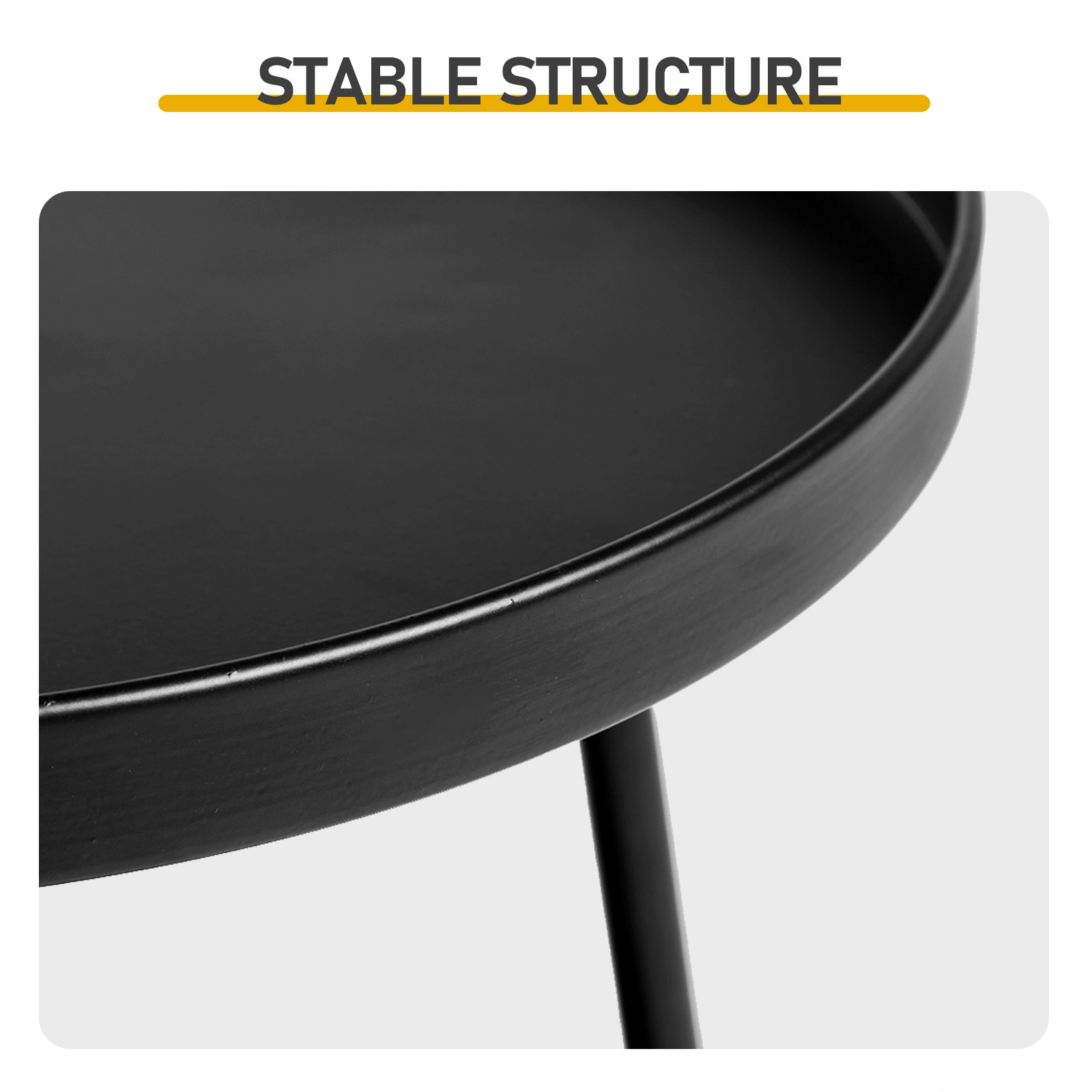 Patio Small Side Table, Round 2 Tier End Table, Metal Round Coffee Table for Indoor Outdoor, Black view 3
