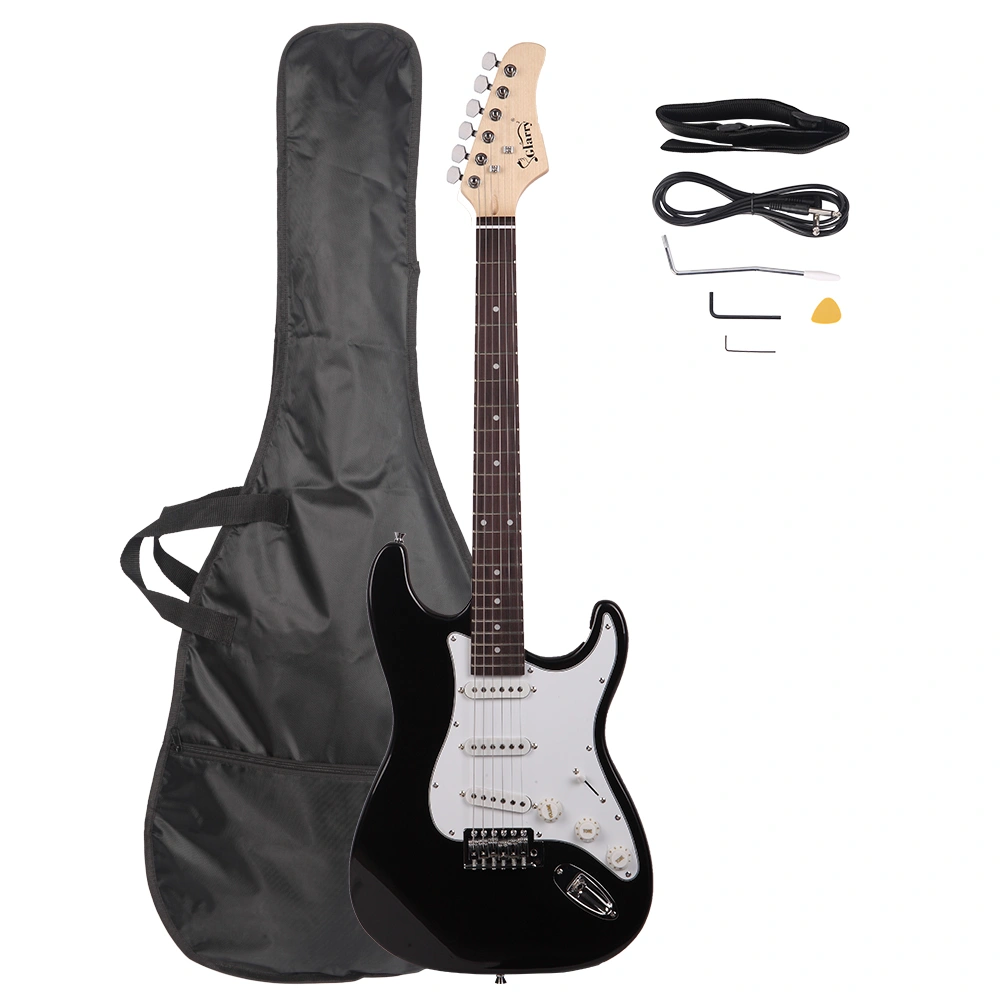 Electric Guitar Accessory Kit, Rosewood Fingerboard, Shoulder Bag Strap, Picks, Whammy Bar, Cord, Wrench Tool, Black & White view 2