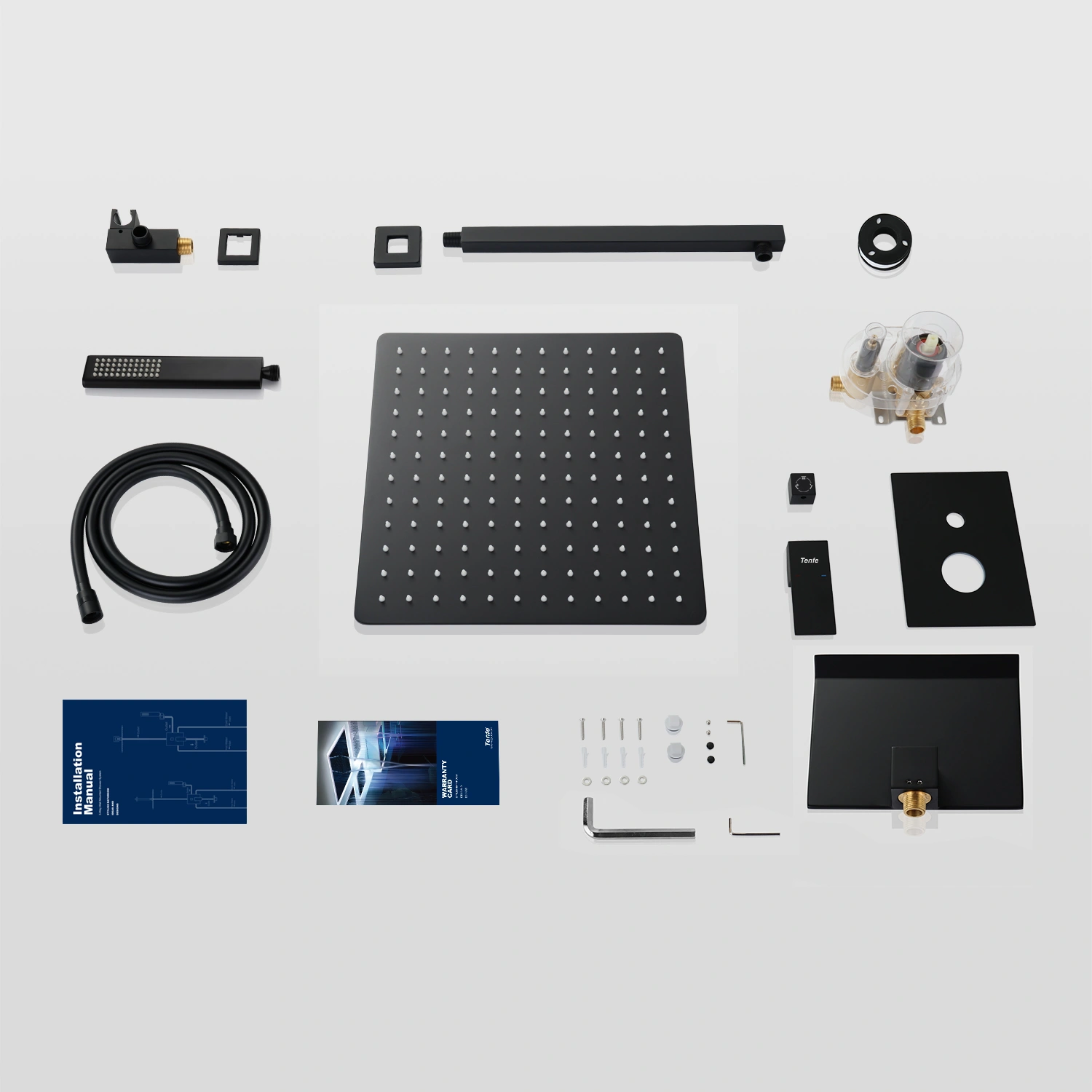 Male NPT Matte Black Shower System, 12 Inch Shower Fixtures Rain Shower Head with Handheld Shower Spray, Wall Mount[Unable ship on weekends, TK/TEMU only for pickup, only TX10643 warehouse supports GOFO] view 6