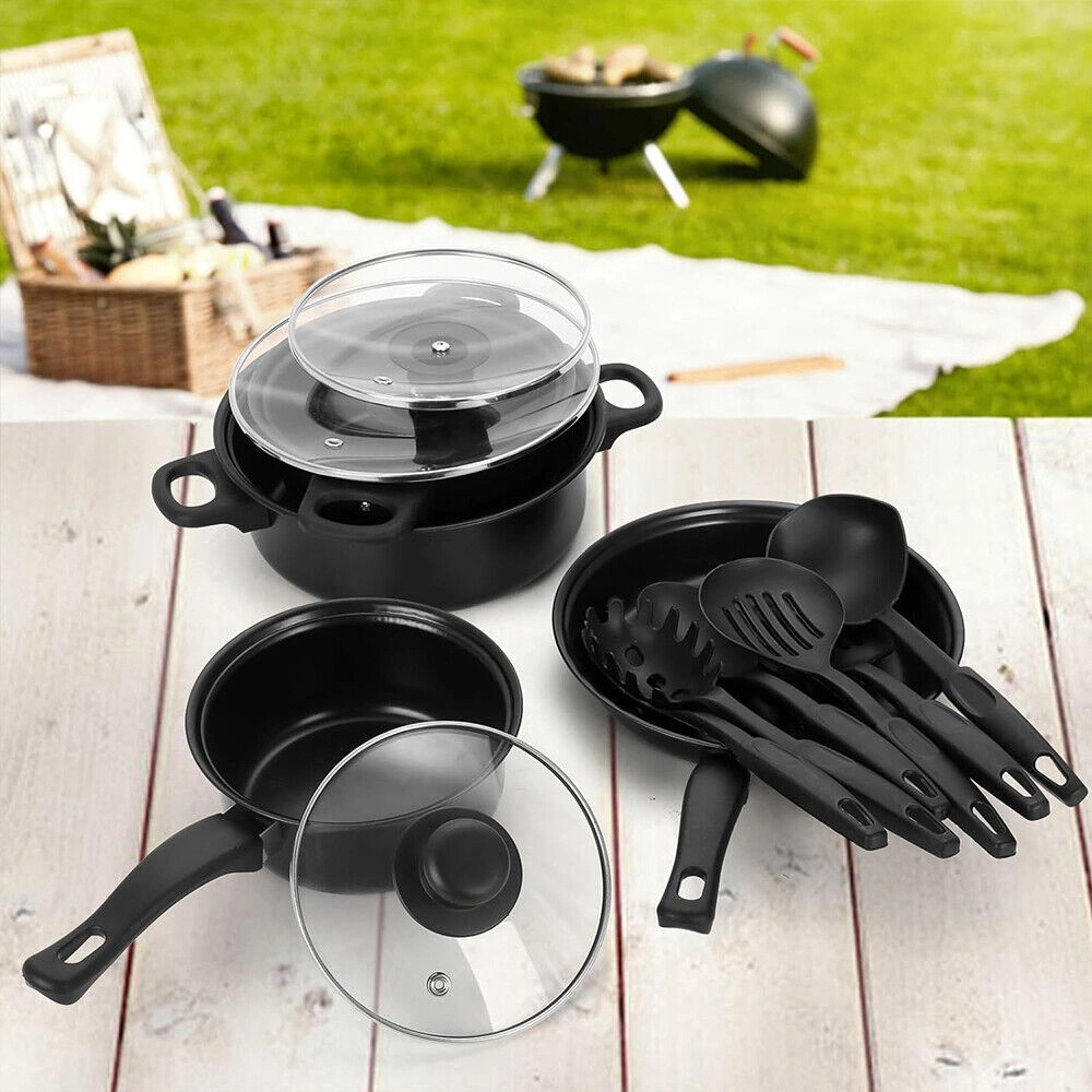 16-Piece Stainless Steel Cookware Set with Glass Lids, Saucepan Pots & Pans for Kitchen Cooking