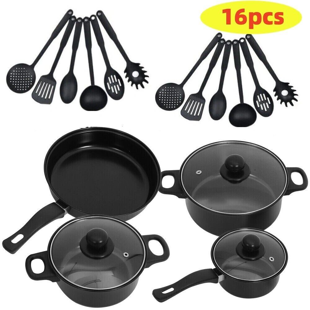 16-Piece Stainless Steel Cookware Set with Glass Lids, Saucepan Pots & Pans for Kitchen Cooking view 3