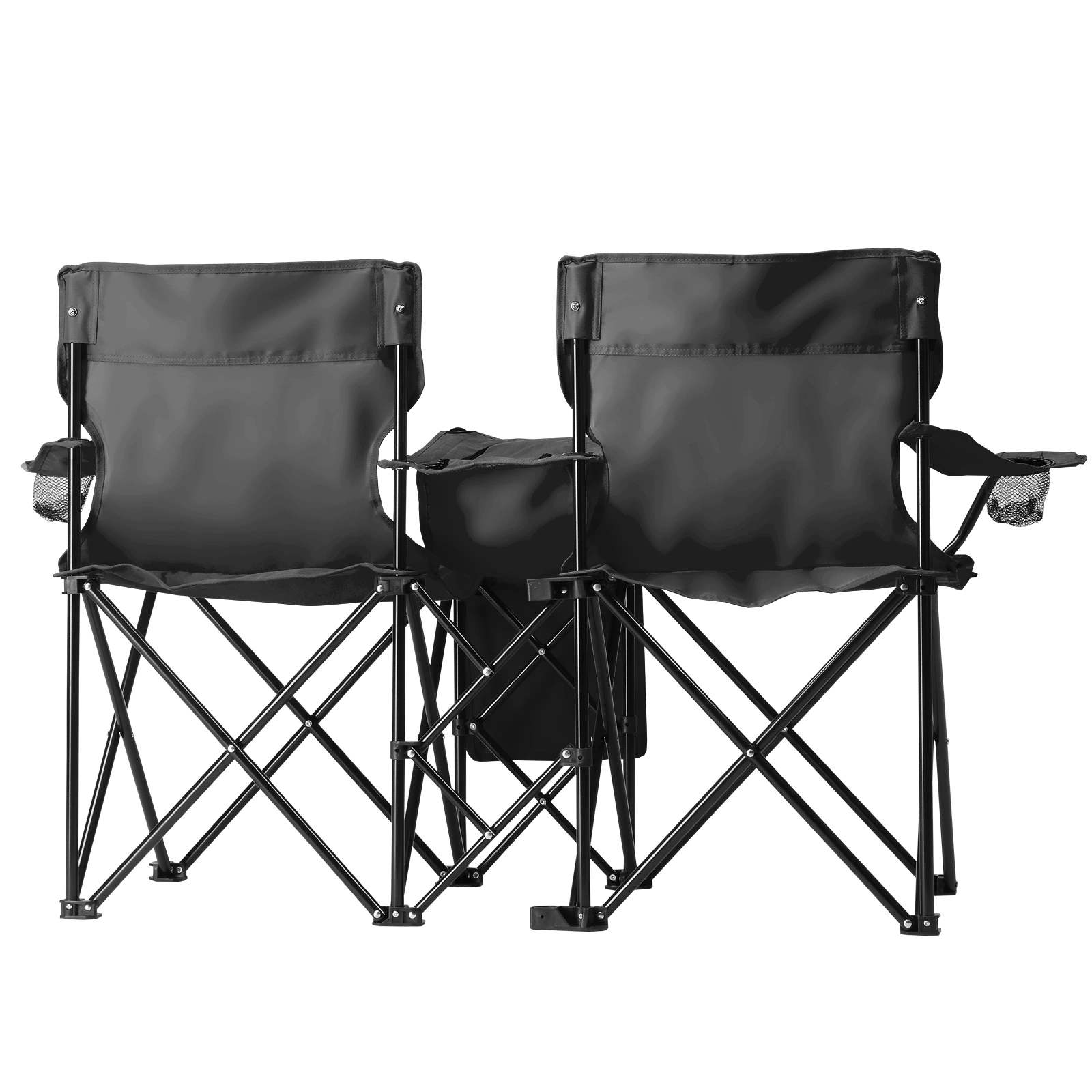 Portable Outdoor 2-Seat Folding Chair with Removable Sun Umbrella Black view 13
