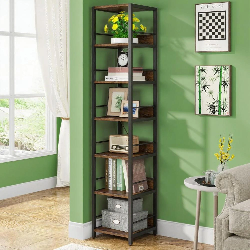 Bookshelf Storage Cabinet, Multi-Shelf Open Organizer Rack for Home Office & Living Room