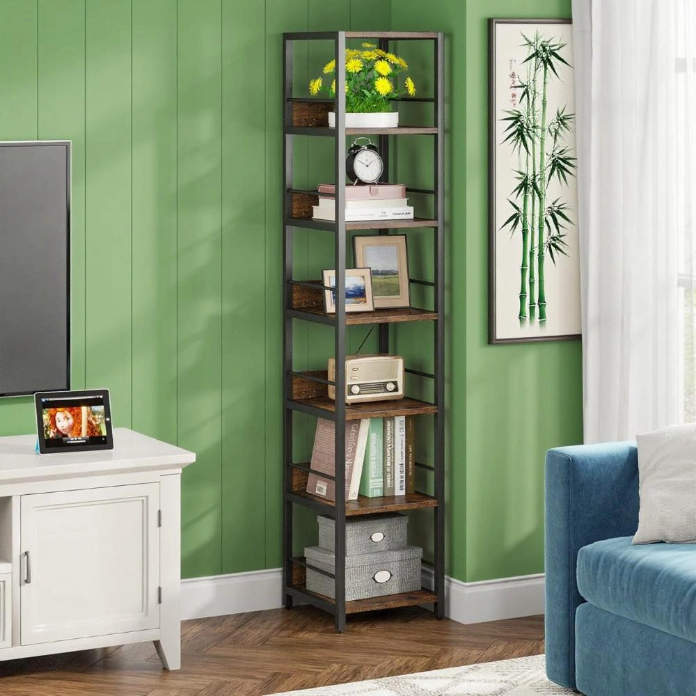 Bookshelf Storage Cabinet, Multi-Shelf Open Organizer Rack for Home Office & Living Room view 4