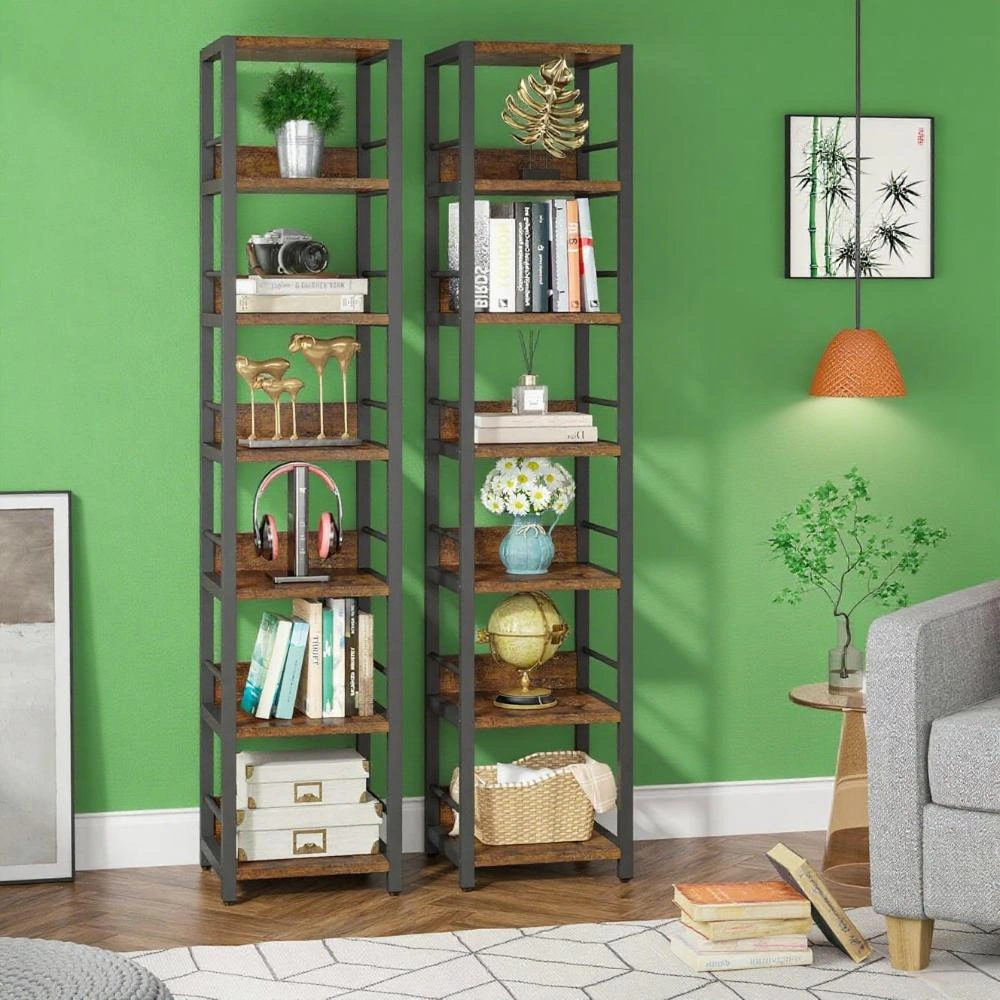 Bookshelf Storage Cabinet, Multi-Shelf Open Organizer Rack for Home Office & Living Room view 5
