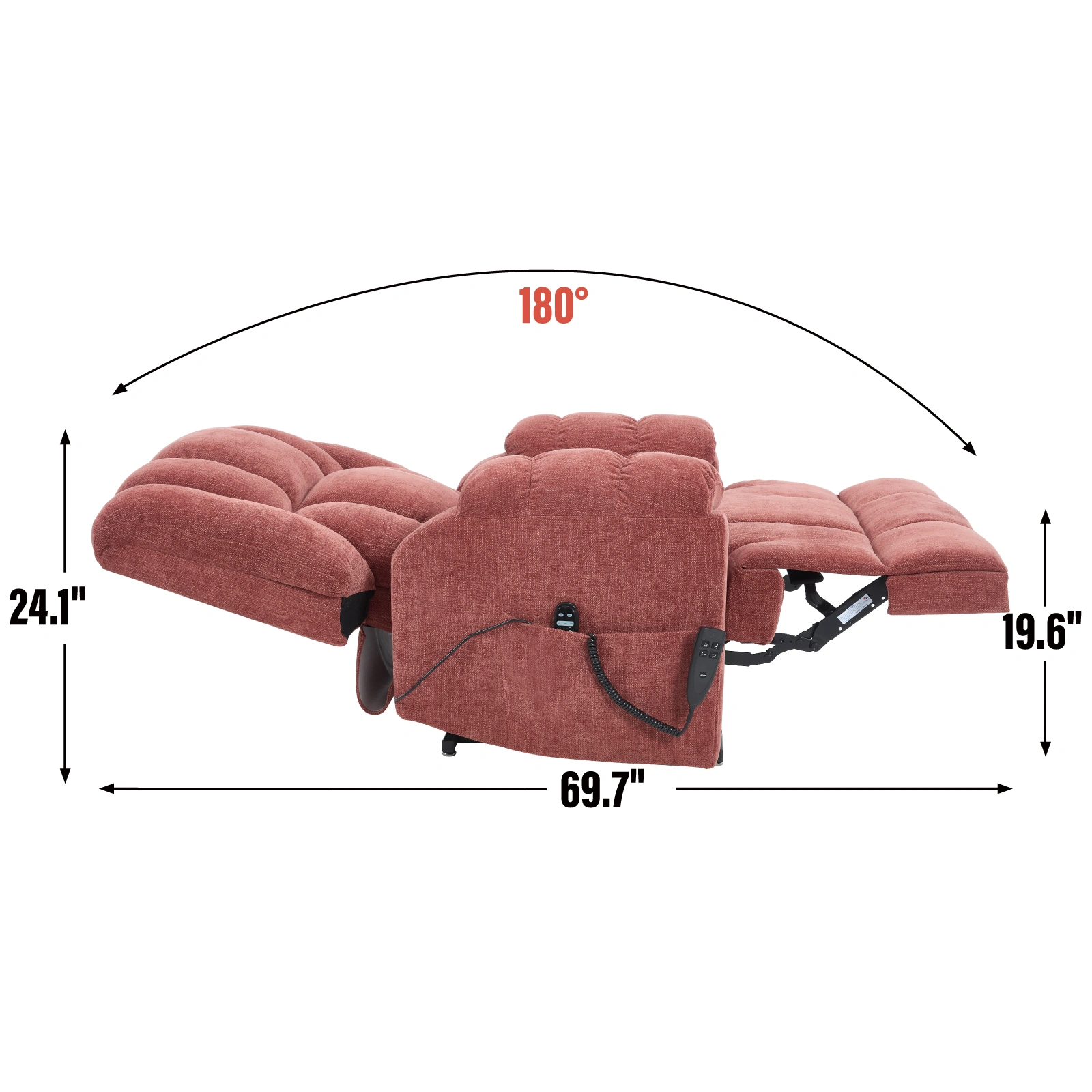 Dual Motor Heat Massage Recliner Chair - Electric Power Lift Recliner with Remote, Infinite Position Up to 350 LBS, Medium-Firm Heavy Duty, Red view 16