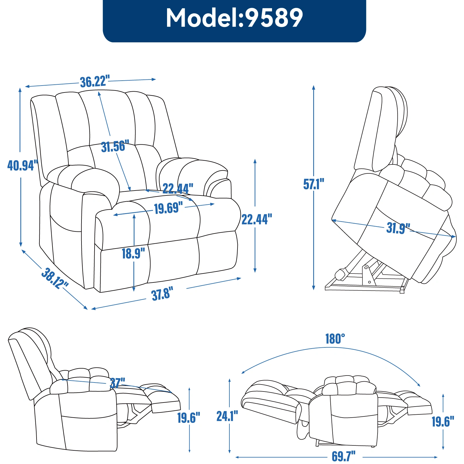 Dual Motor Heat Massage Recliner Chair - Electric Power Lift Recliner with Remote, Infinite Position Up to 350 LBS, Medium-Firm Heavy Duty, Red view 17