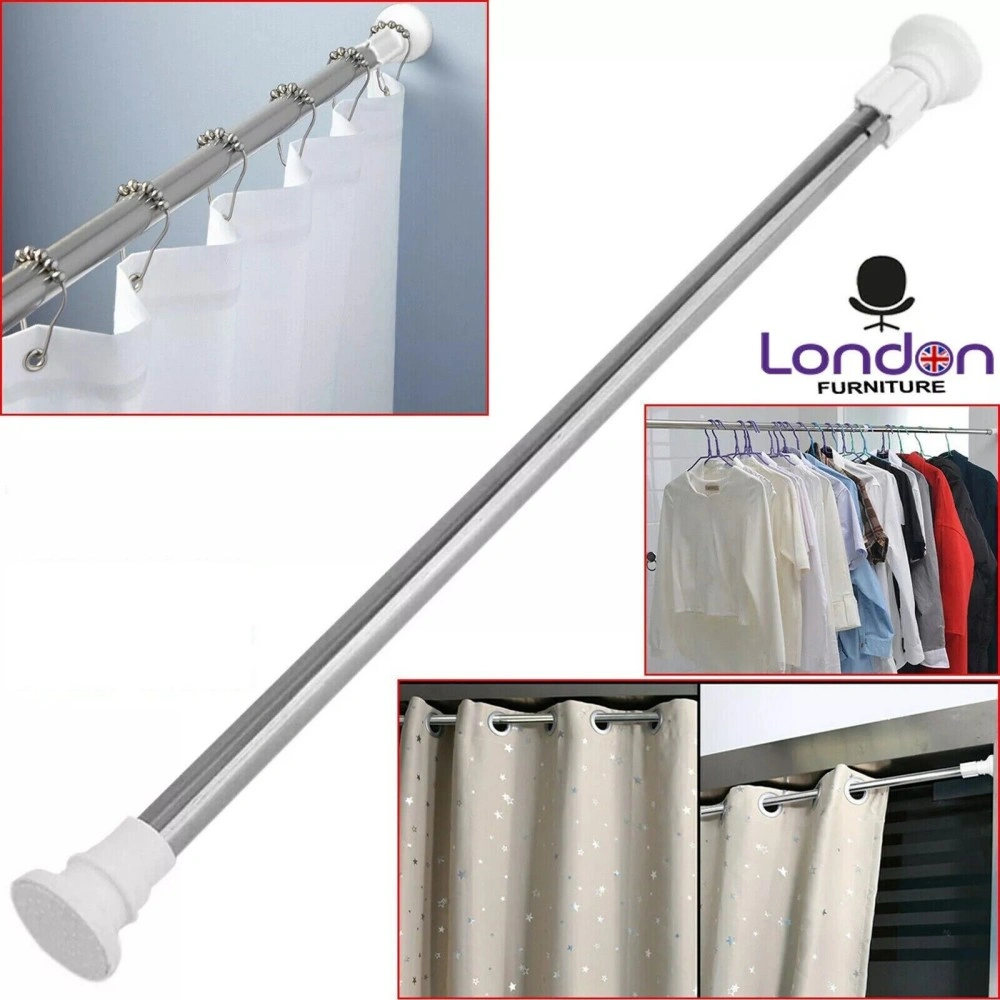 Heavy Duty Telescopic Shower Curtain Pole - Extendable Tension Rod for Bathroom, Bath Door & Window
