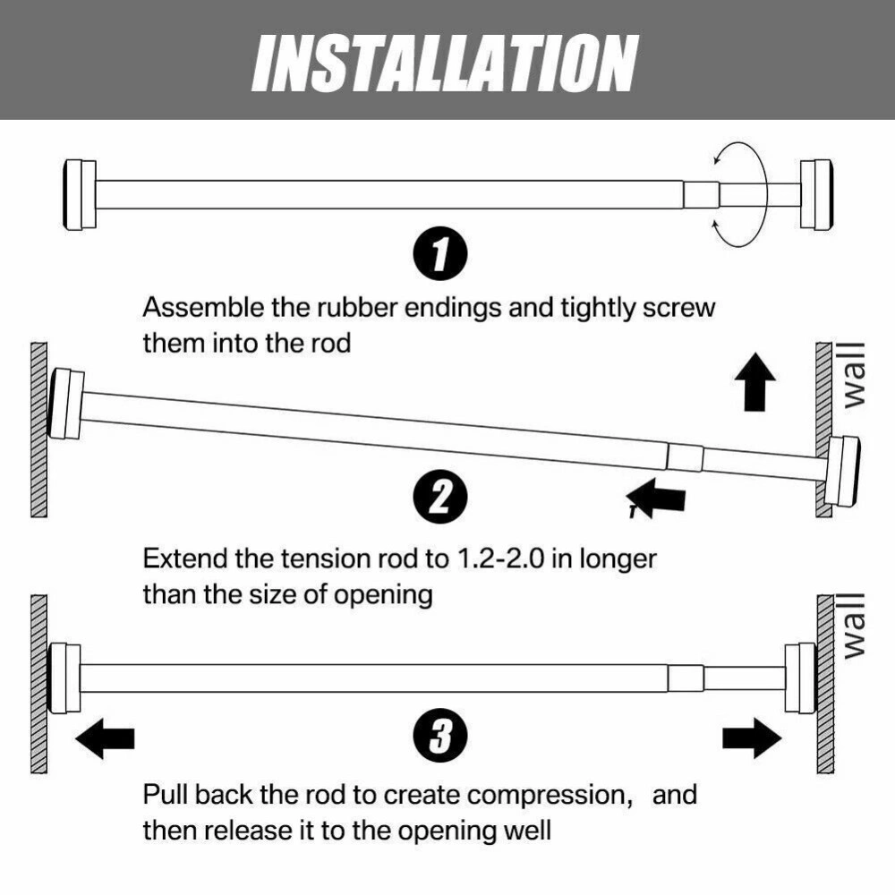 Heavy Duty Telescopic Shower Curtain Pole - Extendable Tension Rod for Bathroom, Bath Door & Window view 3