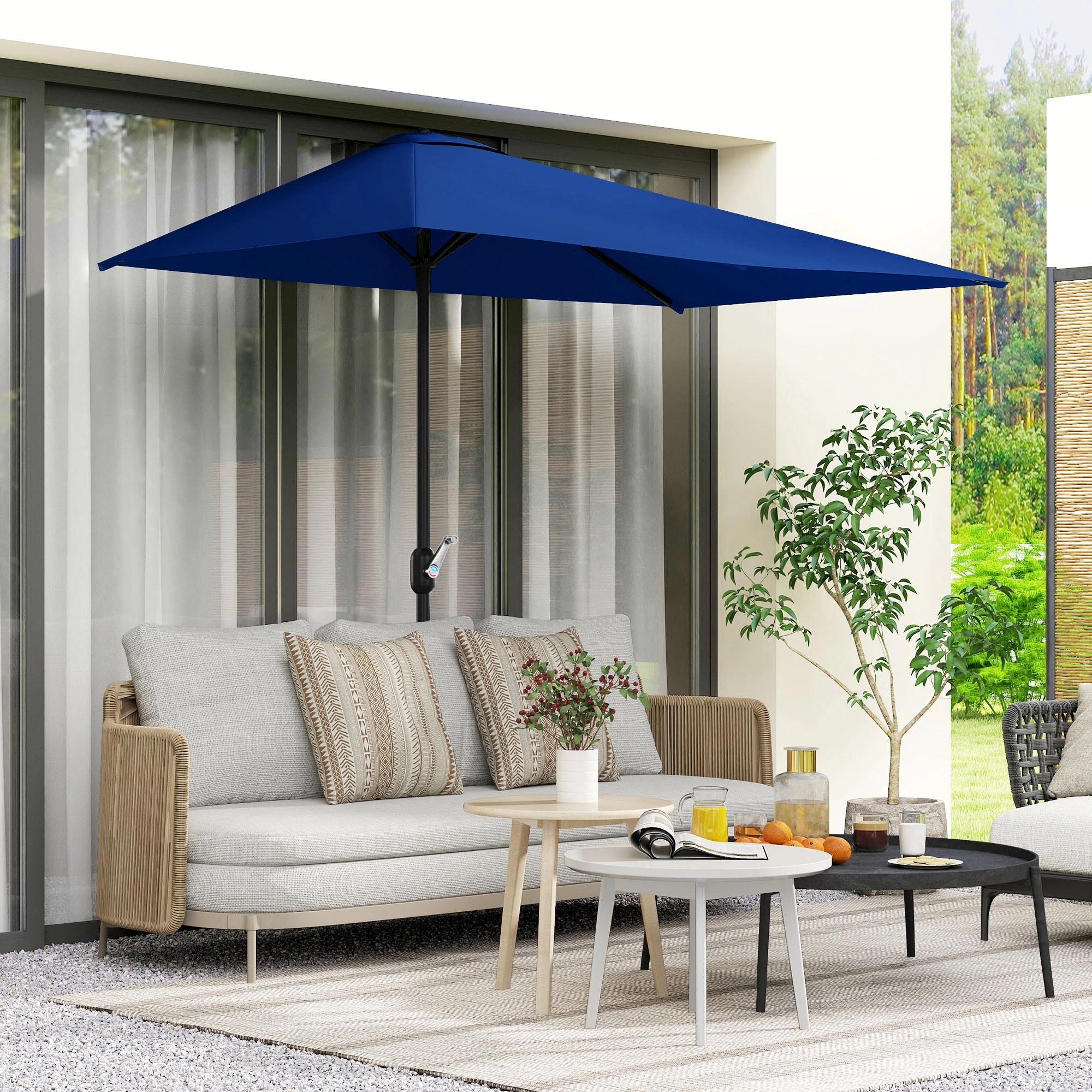 Large Beach Umbrella with Cross Canopy, Outdoor Sun Shade Umbrella for Pool Patio Beach Garden, Portable Wind Resistant Design