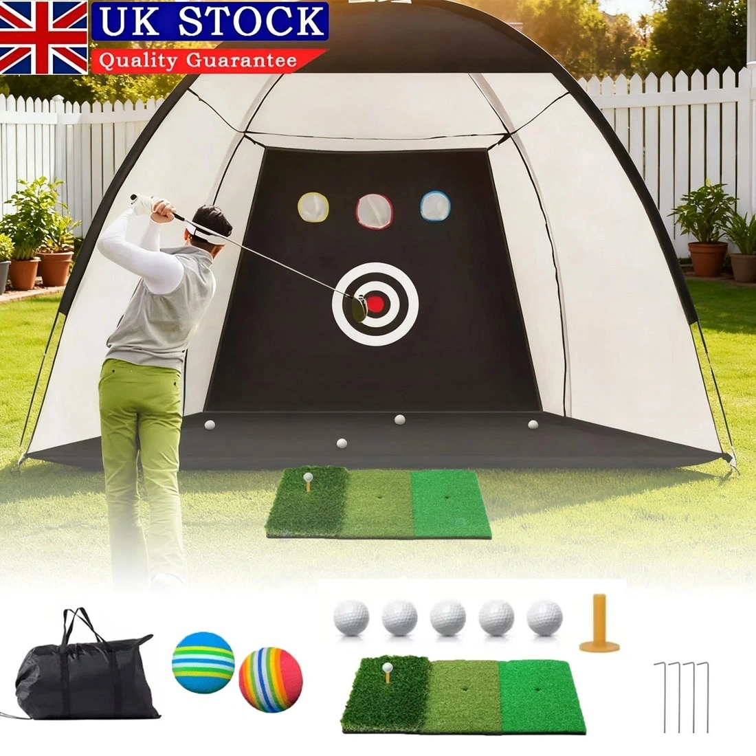 10x7ft Golf Practice Net - Hitting Aid for Driving & Chipping Training Indoor Outdoor Golf Swing Trainer